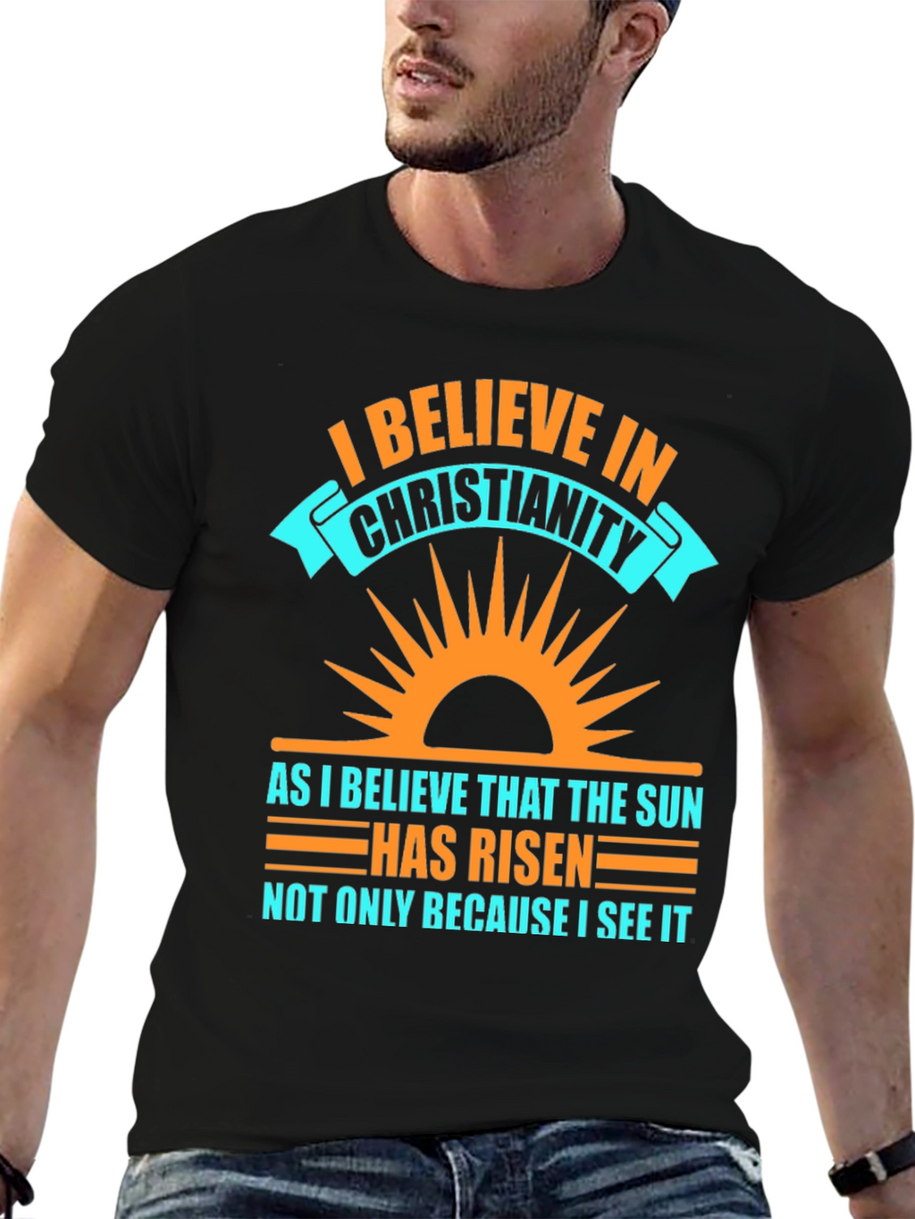 Christianity Belief Graphic Tee - Religious Sun Design