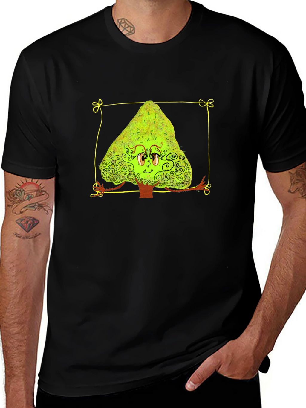 Cartoon Tree Graphic Tee - Unique Design