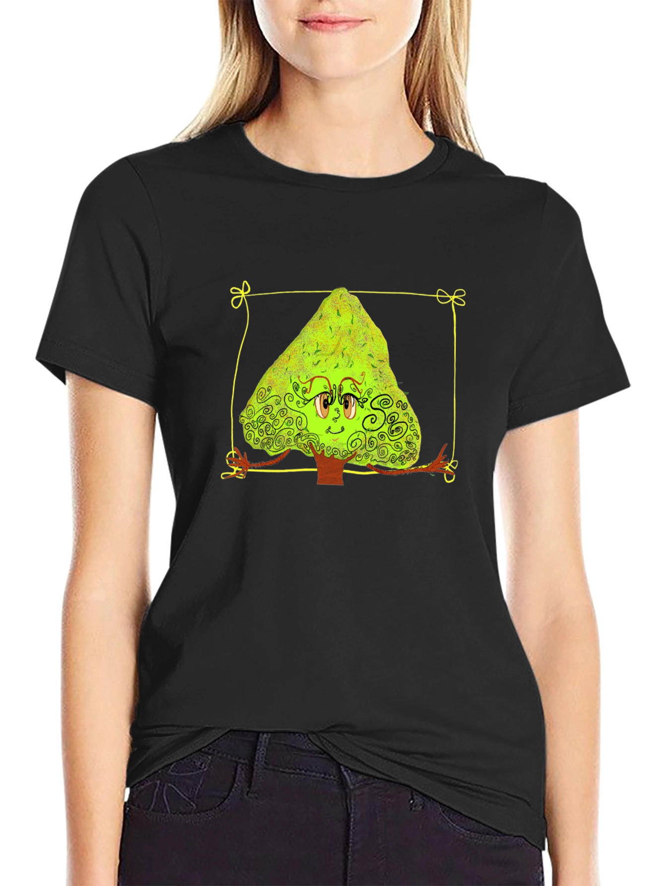Cartoon Tree Graphic Tee - Unique Design