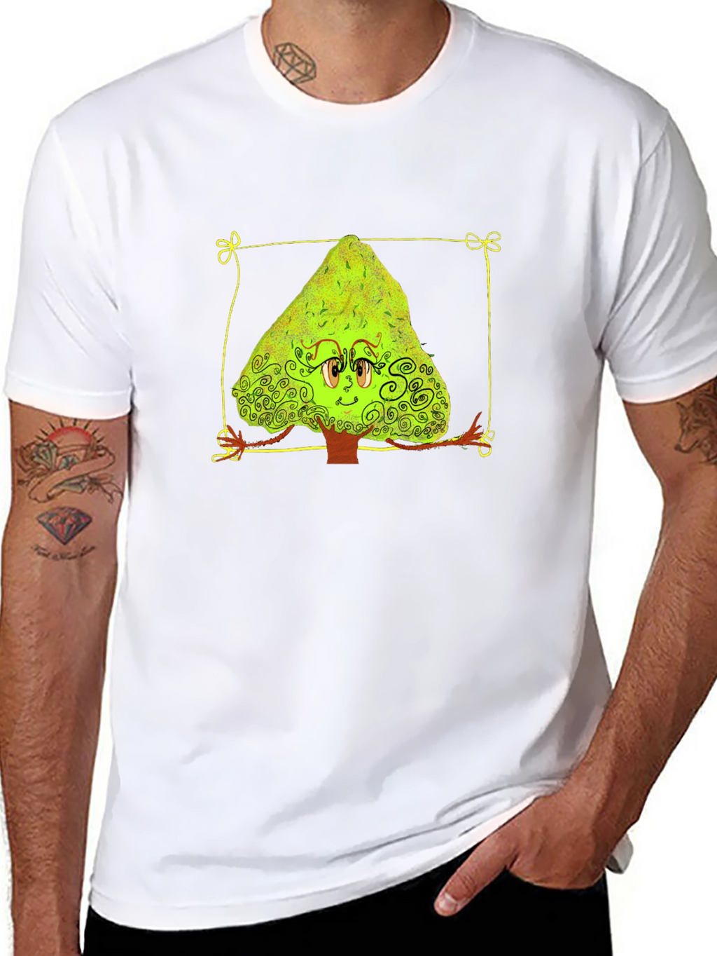 Cartoon Tree Graphic Tee - Unique Design