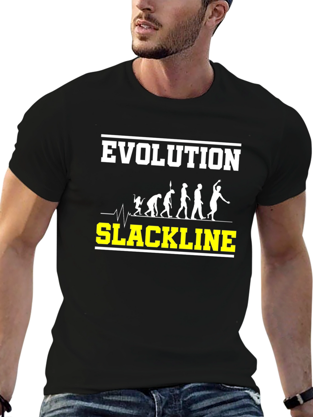 Evolution of Slackline Black T-Shirt