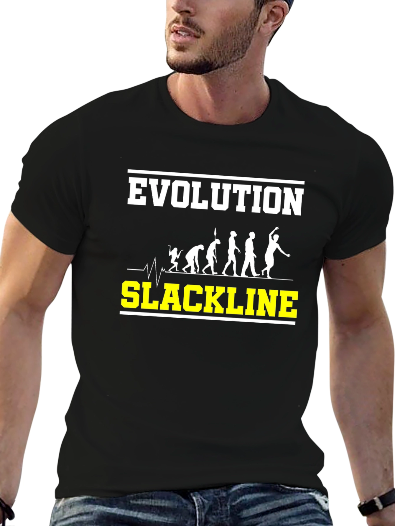 Evolution of Slackline Black T-Shirt