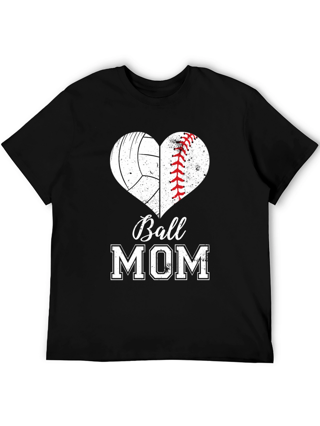 Ball Mom T-Shirt - Volleyball Baseball Heart Design