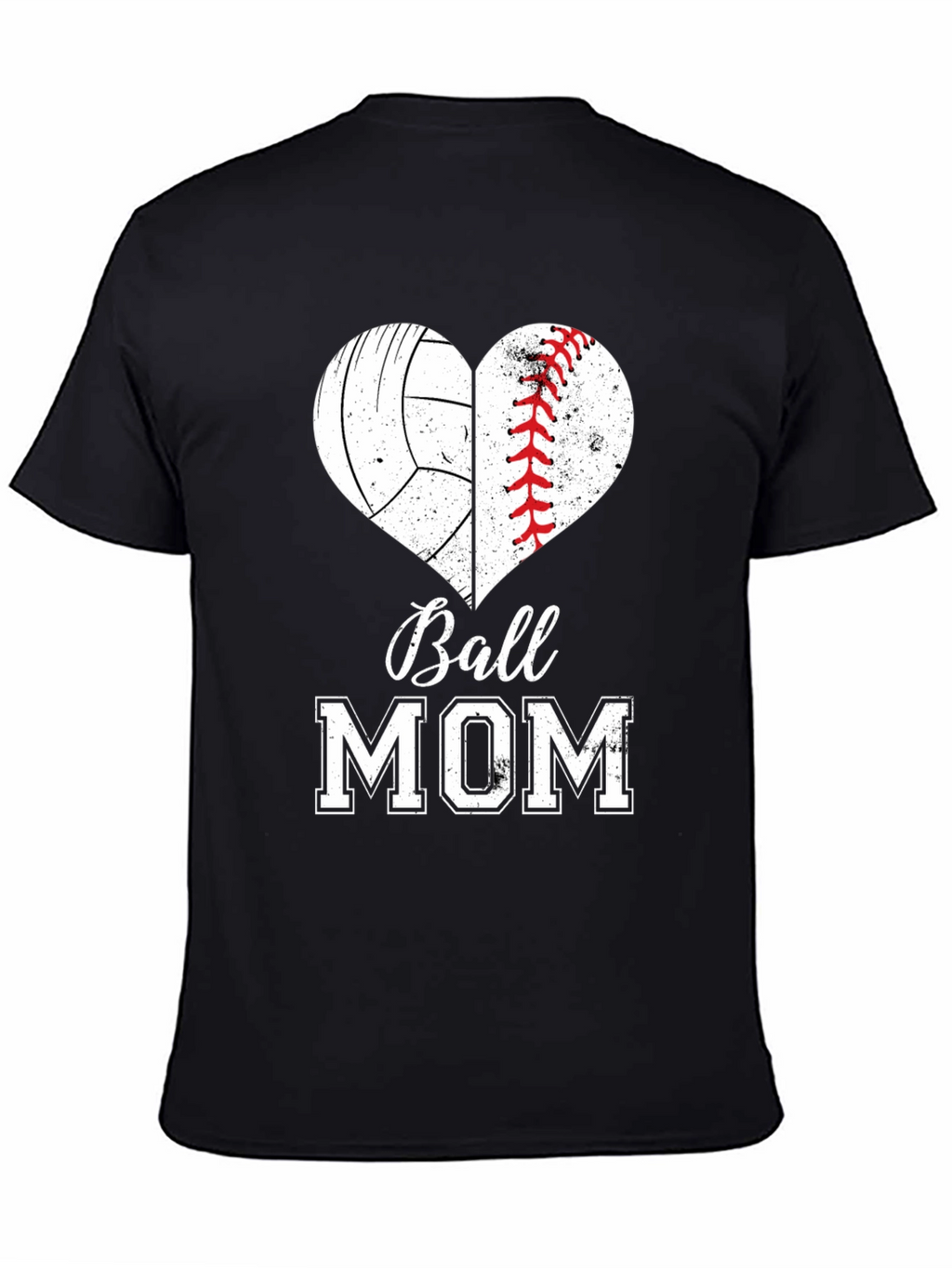 Ball Mom T-Shirt - Volleyball Baseball Heart Design