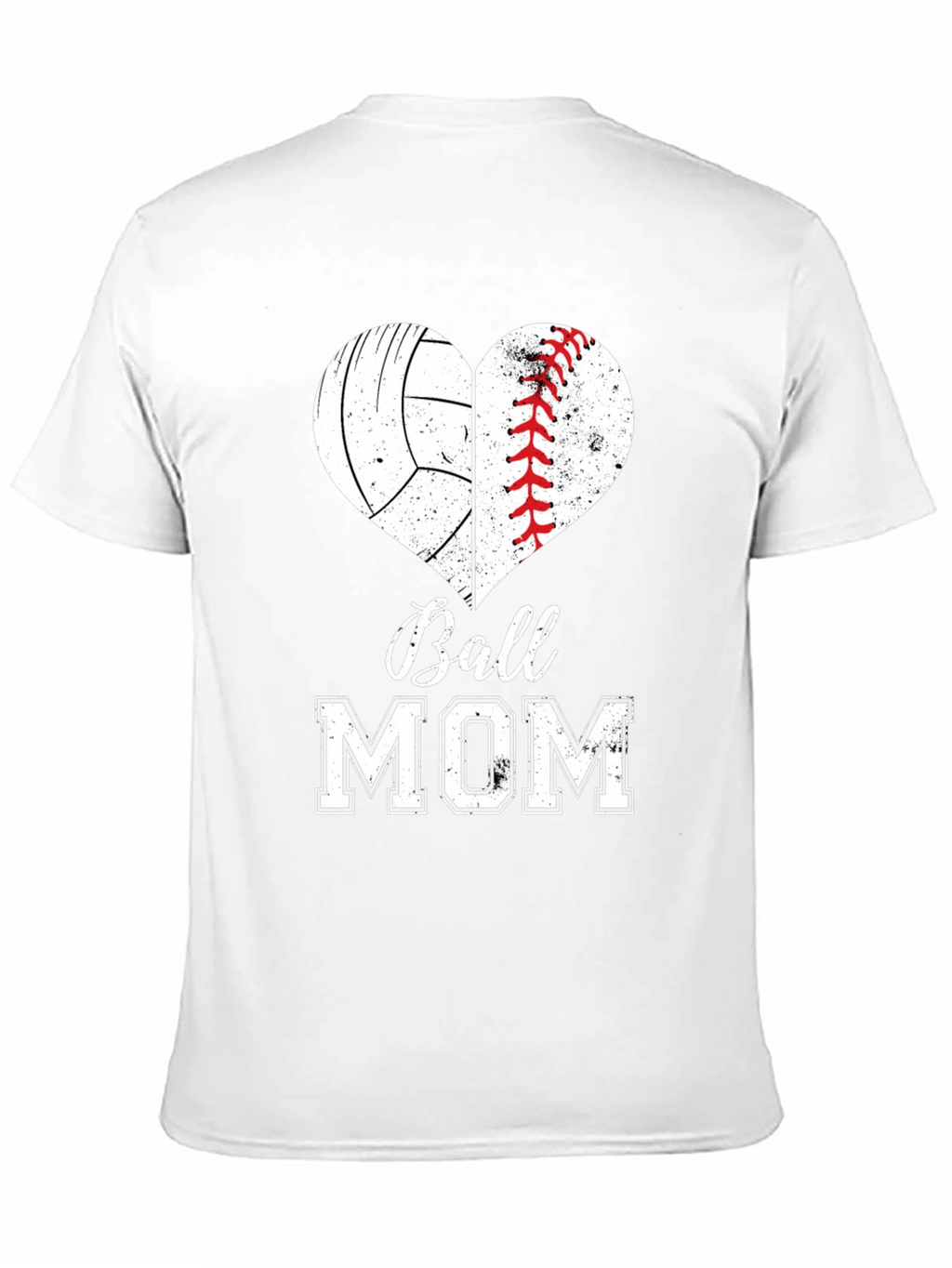 Ball Mom T-Shirt - Volleyball Baseball Heart Design