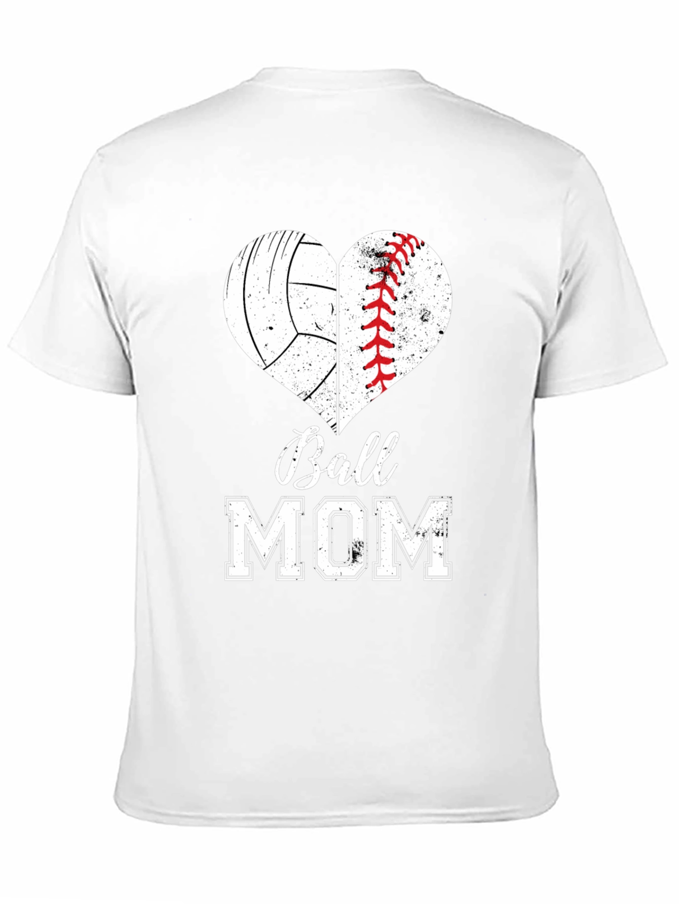 Ball Mom T-Shirt - Volleyball Baseball Heart Design