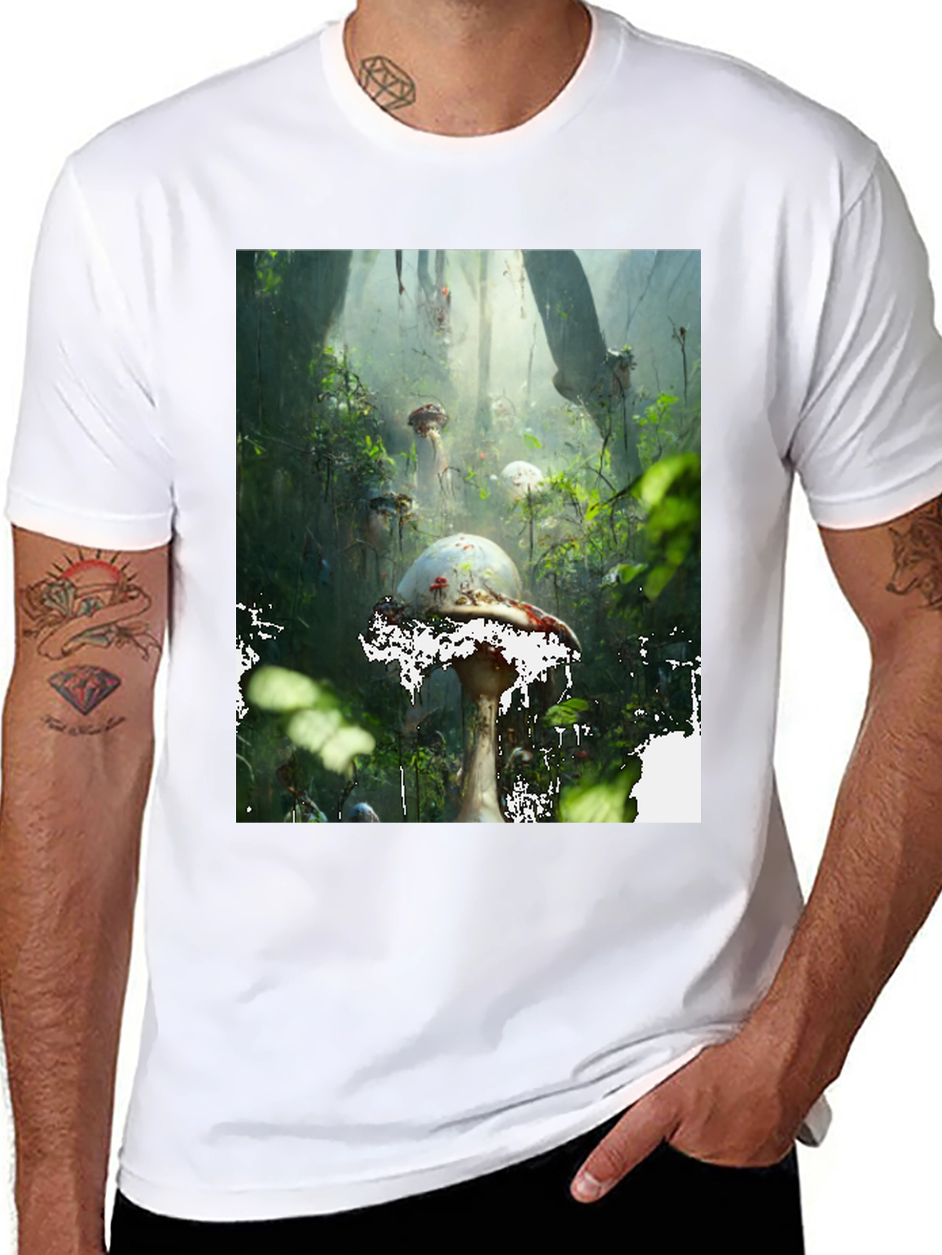 Mushroom Forest T-Shirt - Unique Nature Design