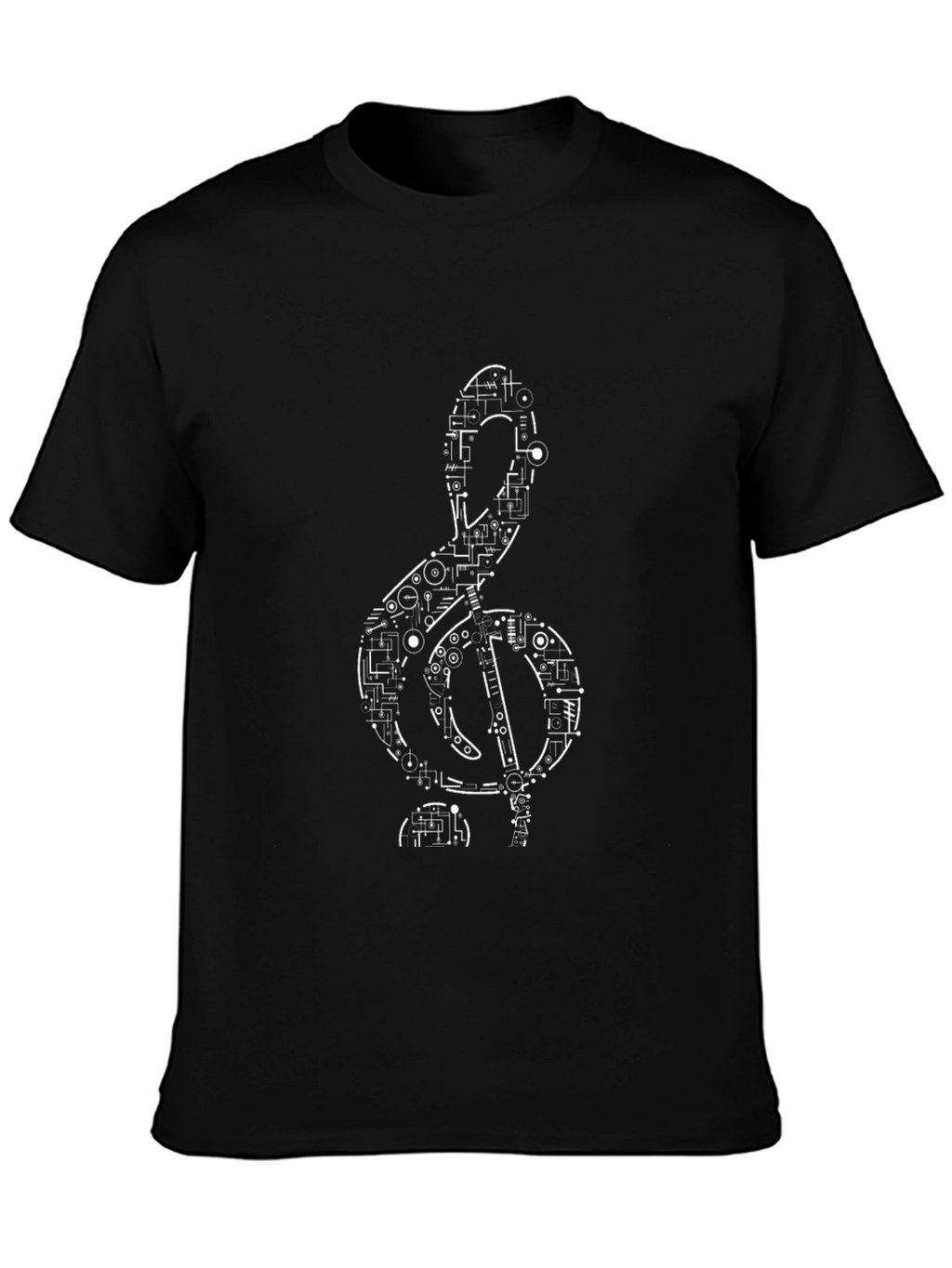 Geometric Treble Clef T-Shirt - Black