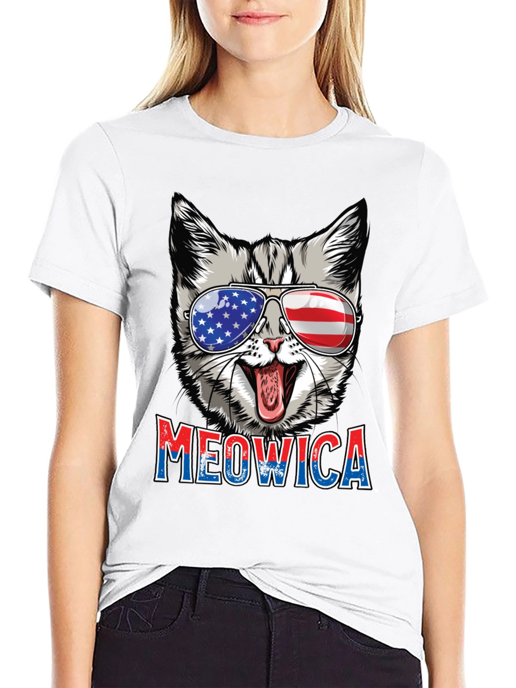 Meowica Patriotic Cat Graphic Tee
