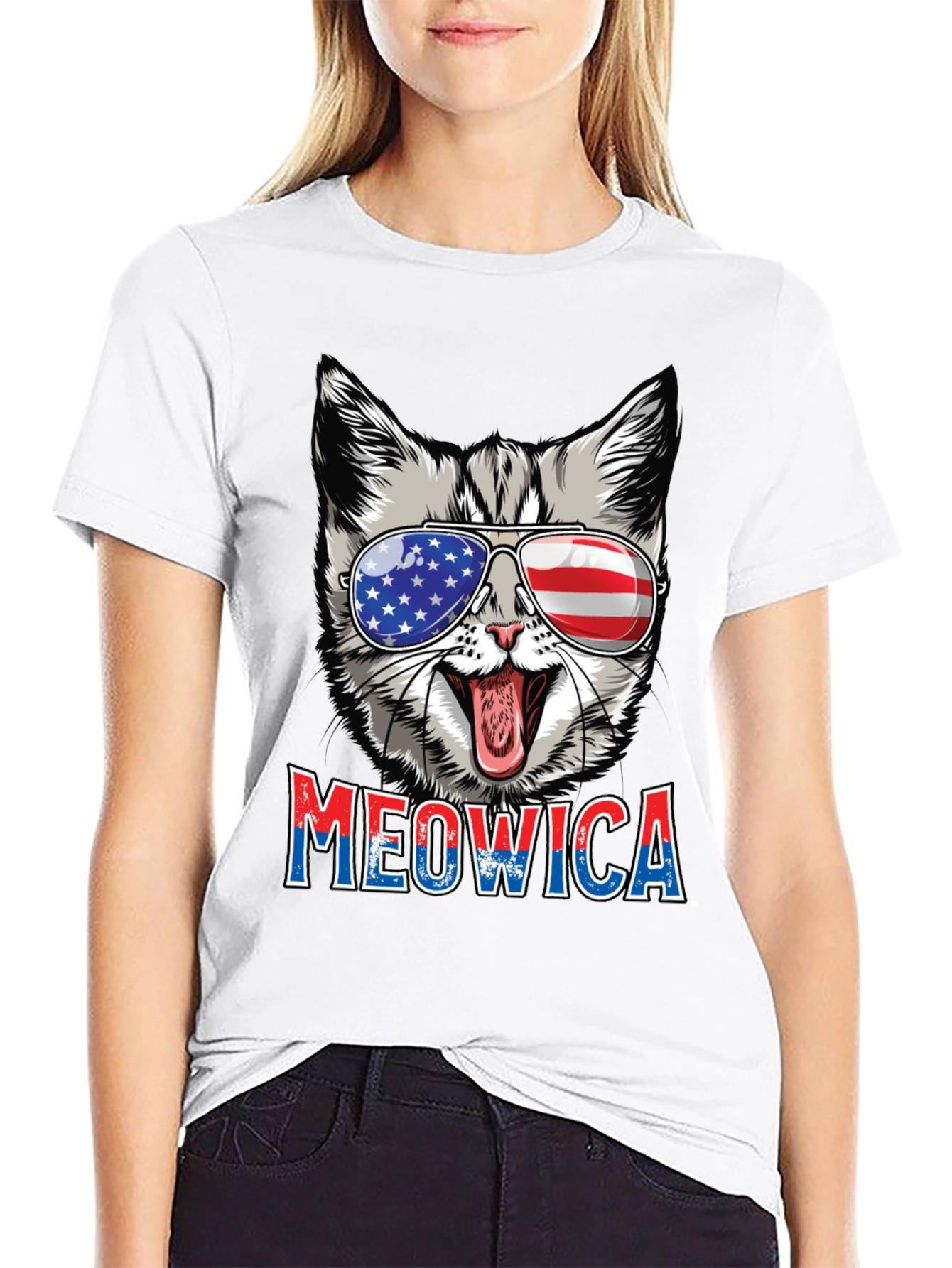 Meowica Patriotic Cat Graphic Tee