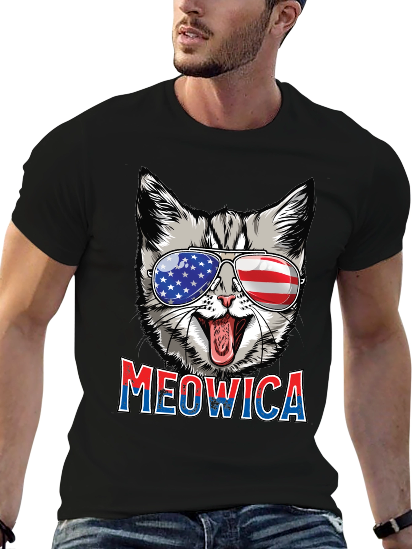 Meowica Patriotic Cat Graphic Tee