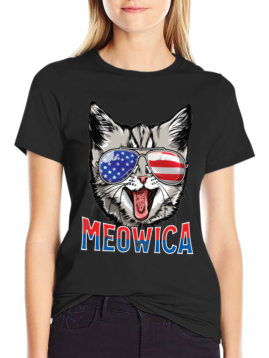 Meowica Patriotic Cat Graphic Tee