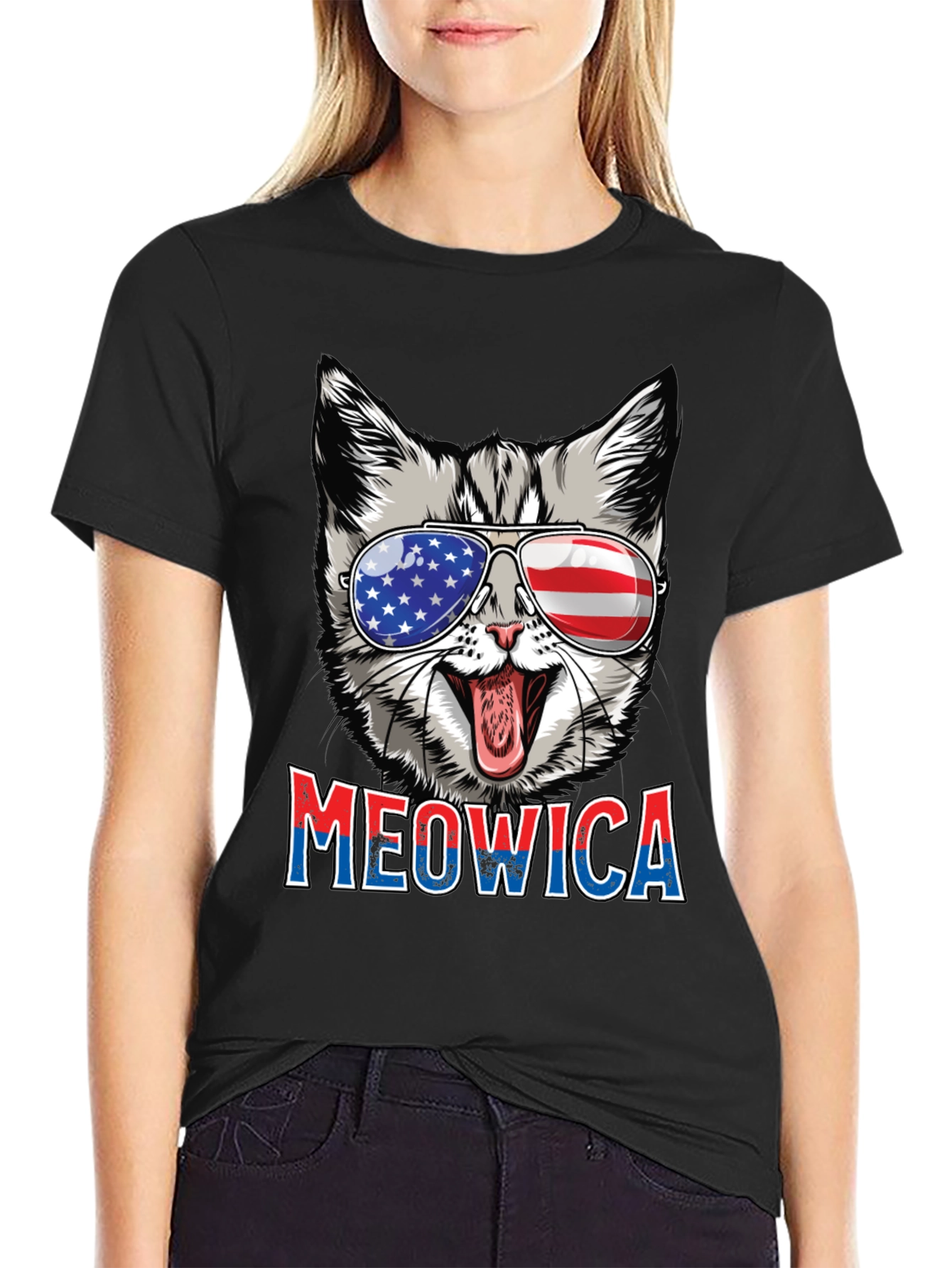 Meowica Patriotic Cat Graphic Tee