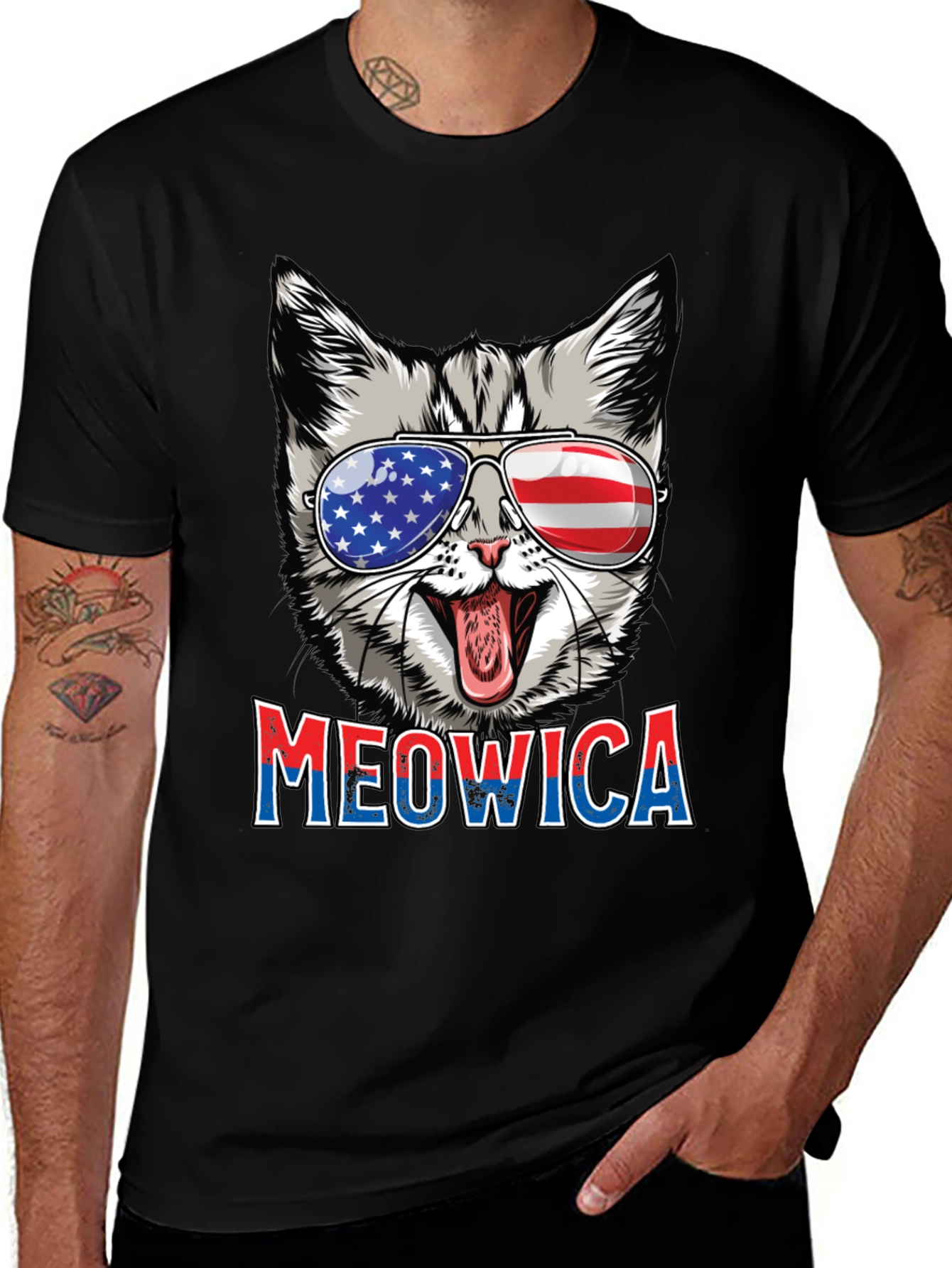 Meowica Patriotic Cat Graphic Tee