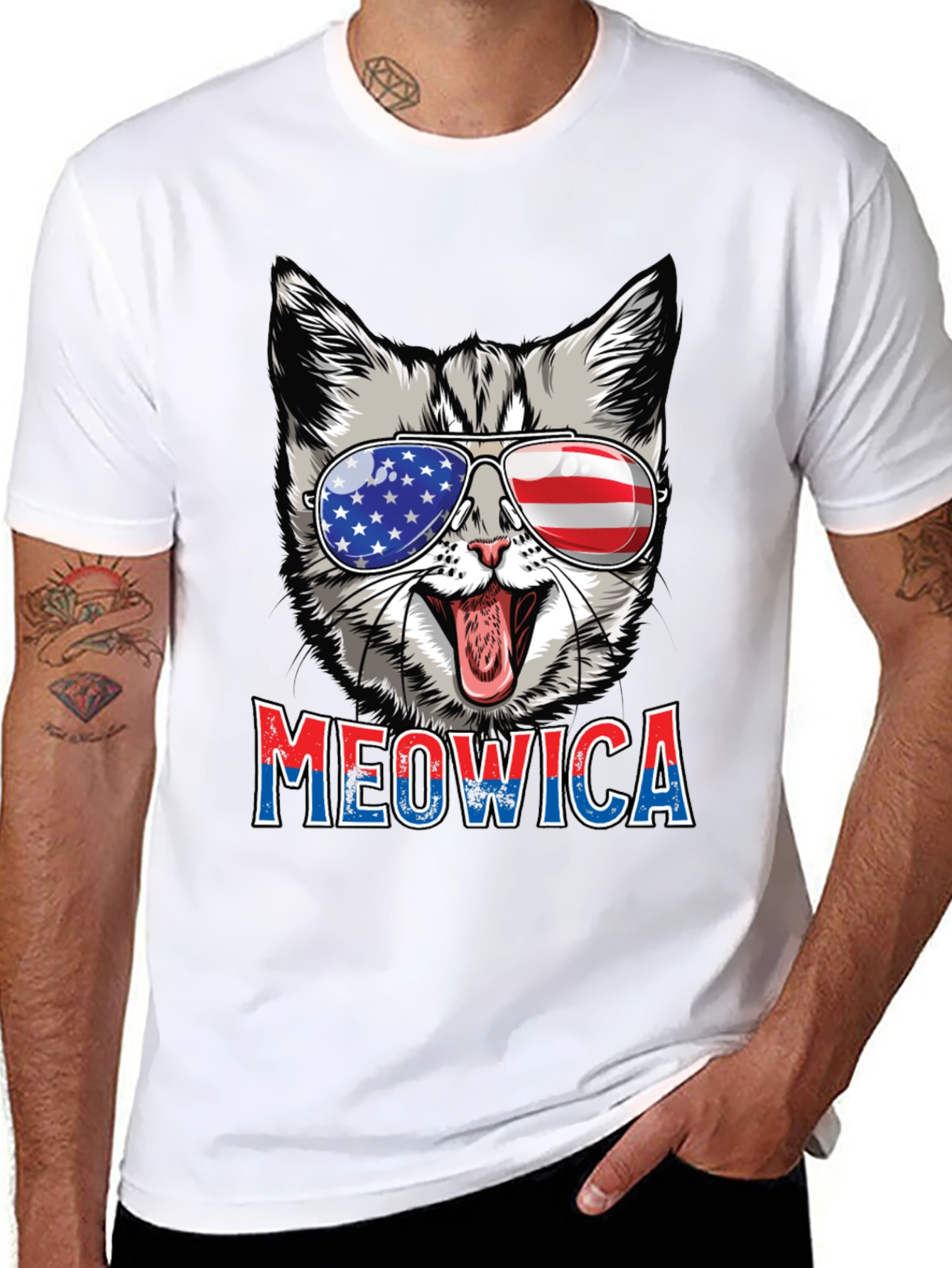 Meowica Patriotic Cat Graphic Tee