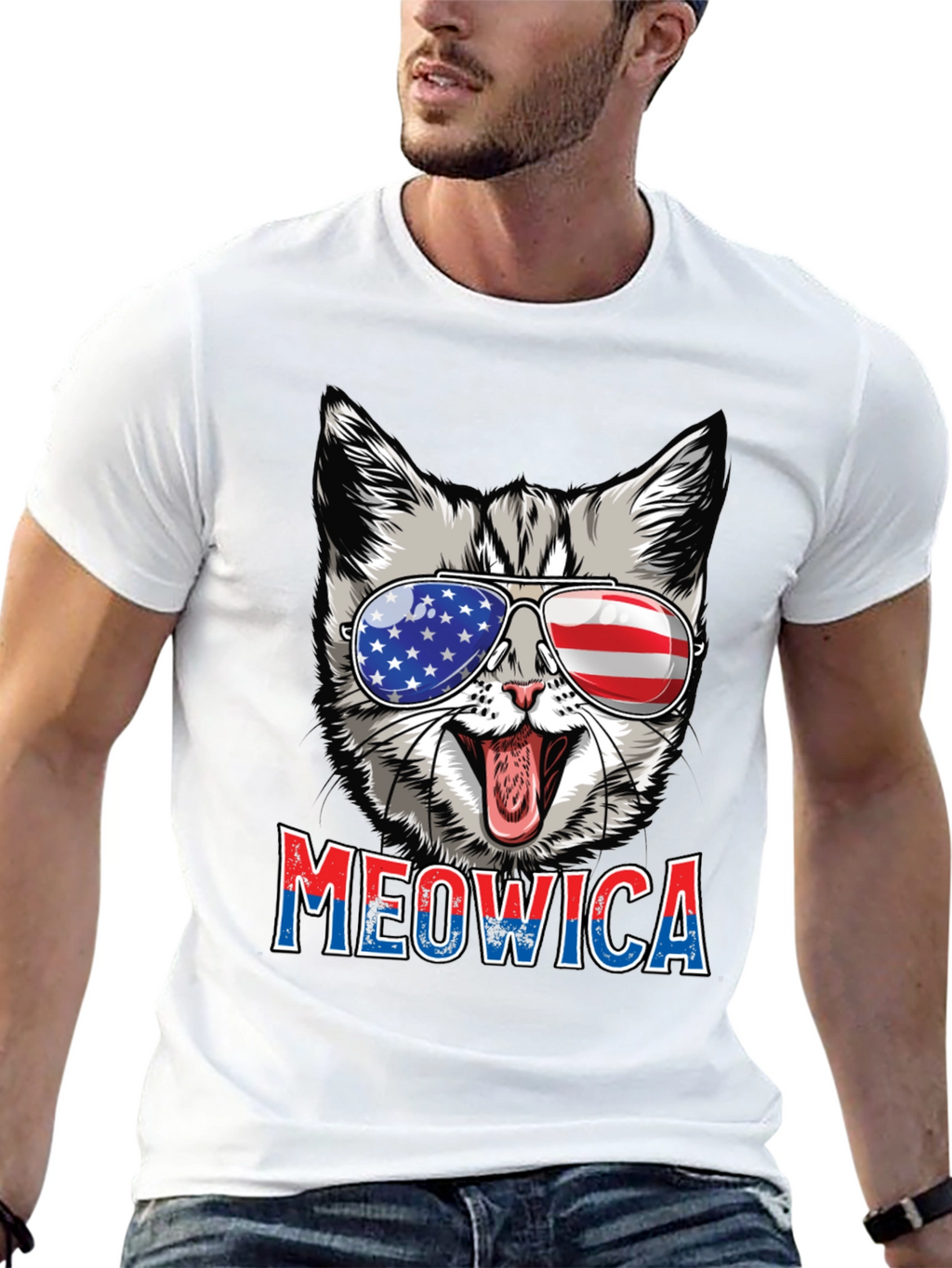 Meowica Patriotic Cat Graphic Tee