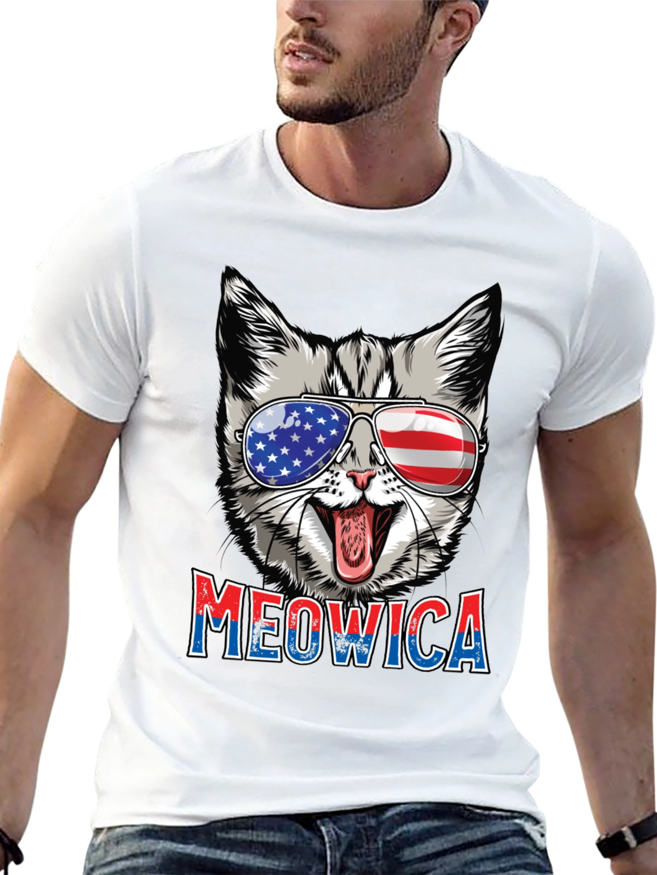 Meowica Patriotic Cat Graphic Tee