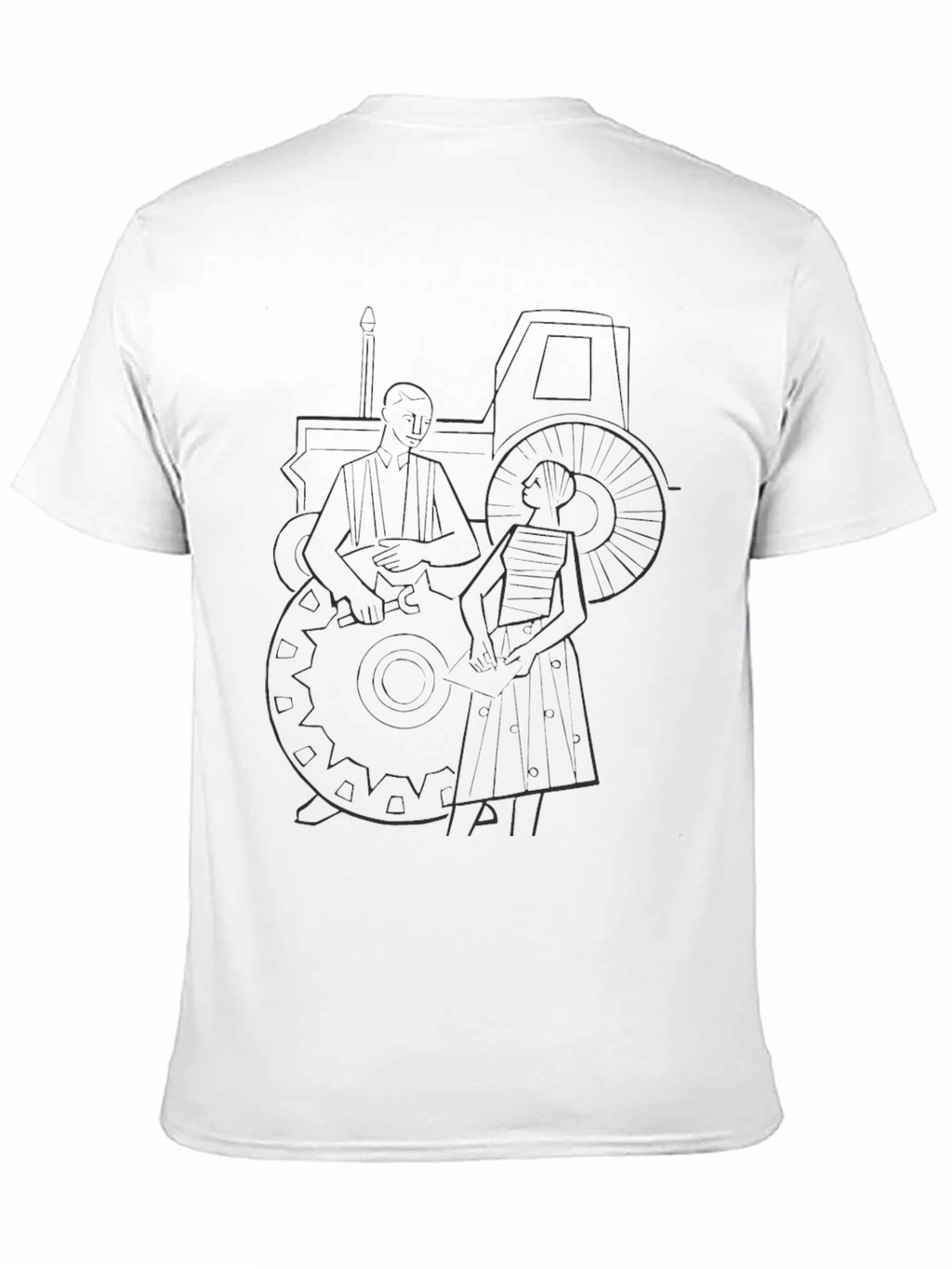Modern Tractor Graphic Tee - Black Cotton T-Shirt