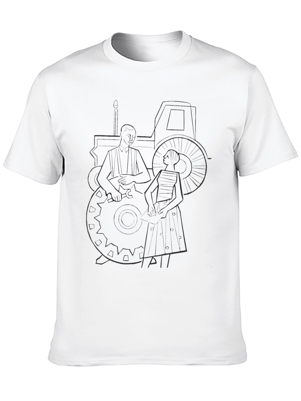 Modern Tractor Graphic Tee - Black Cotton T-Shirt