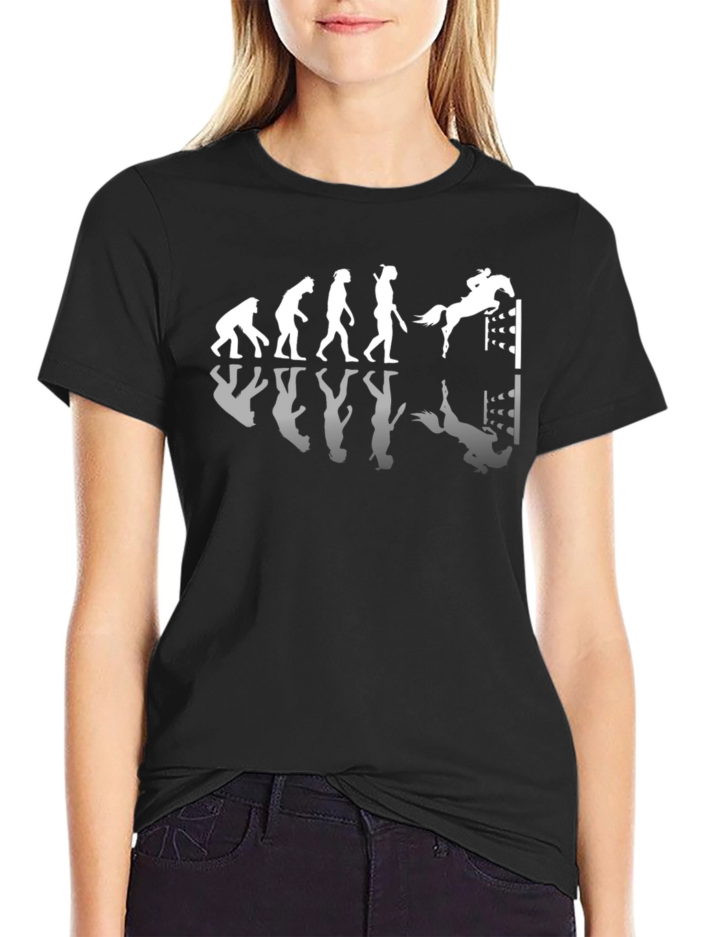 Evolution of Horse Riding Black T-Shirt