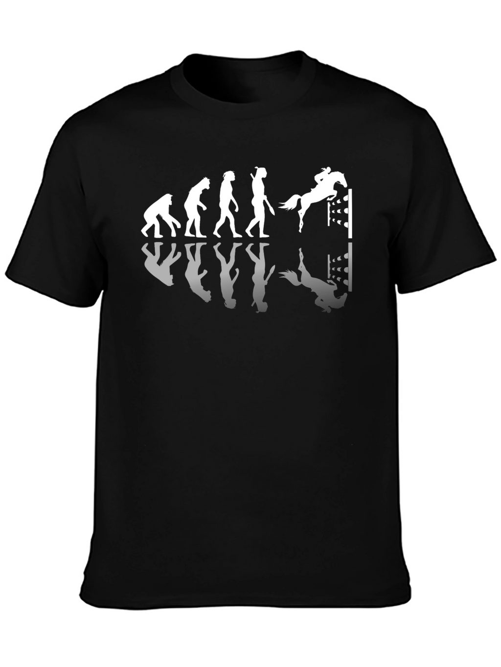 Evolution of Horse Riding Black T-Shirt