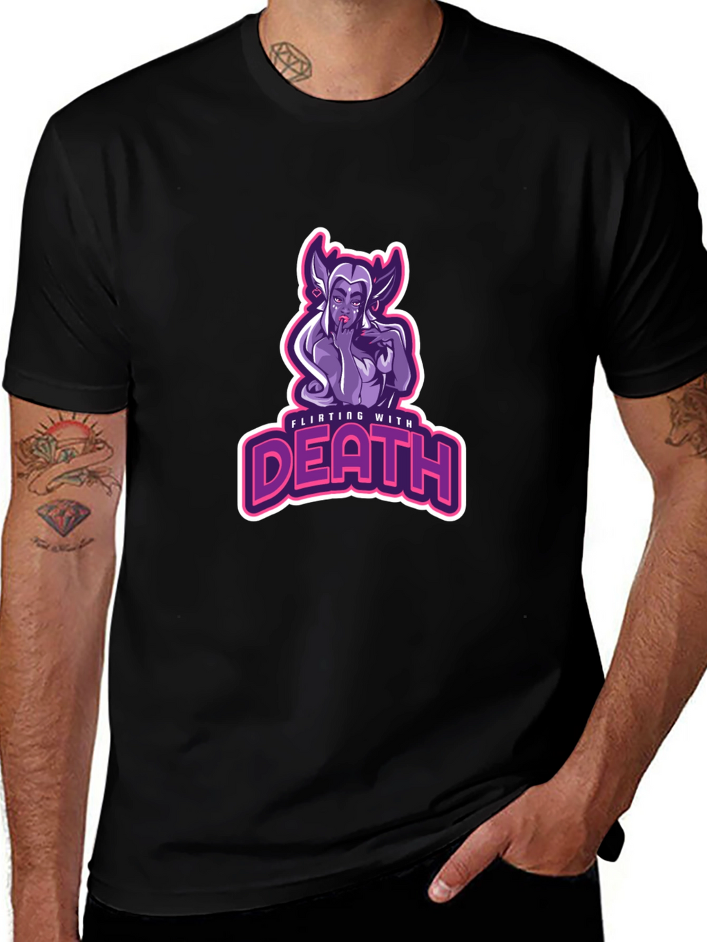 Flirting With Death Graphic Tee - Black Cotton T-Shirt