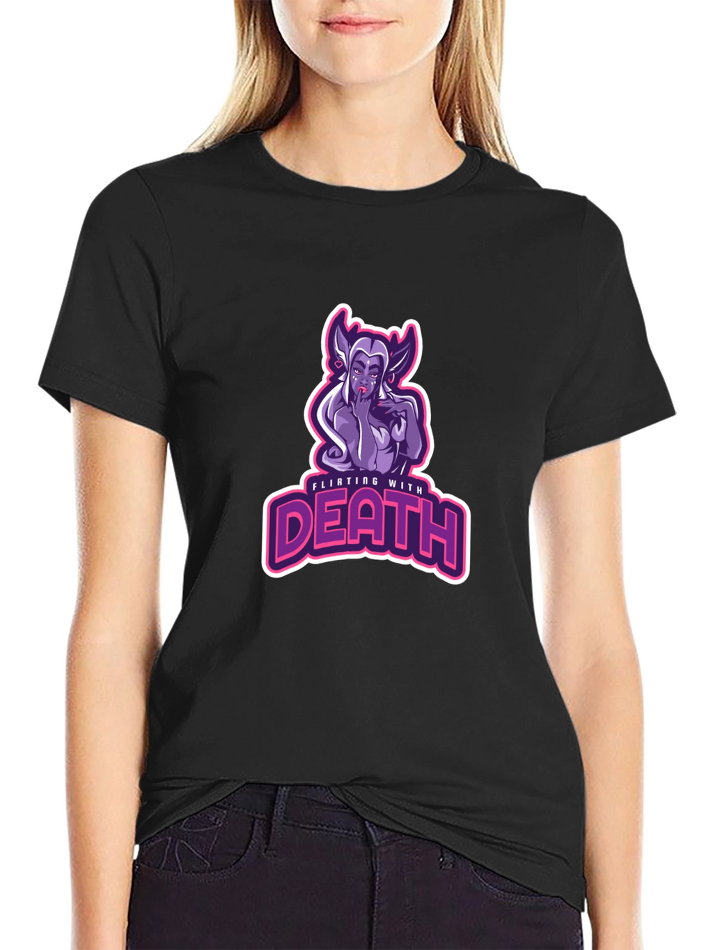 Flirting With Death Graphic Tee - Black Cotton T-Shirt