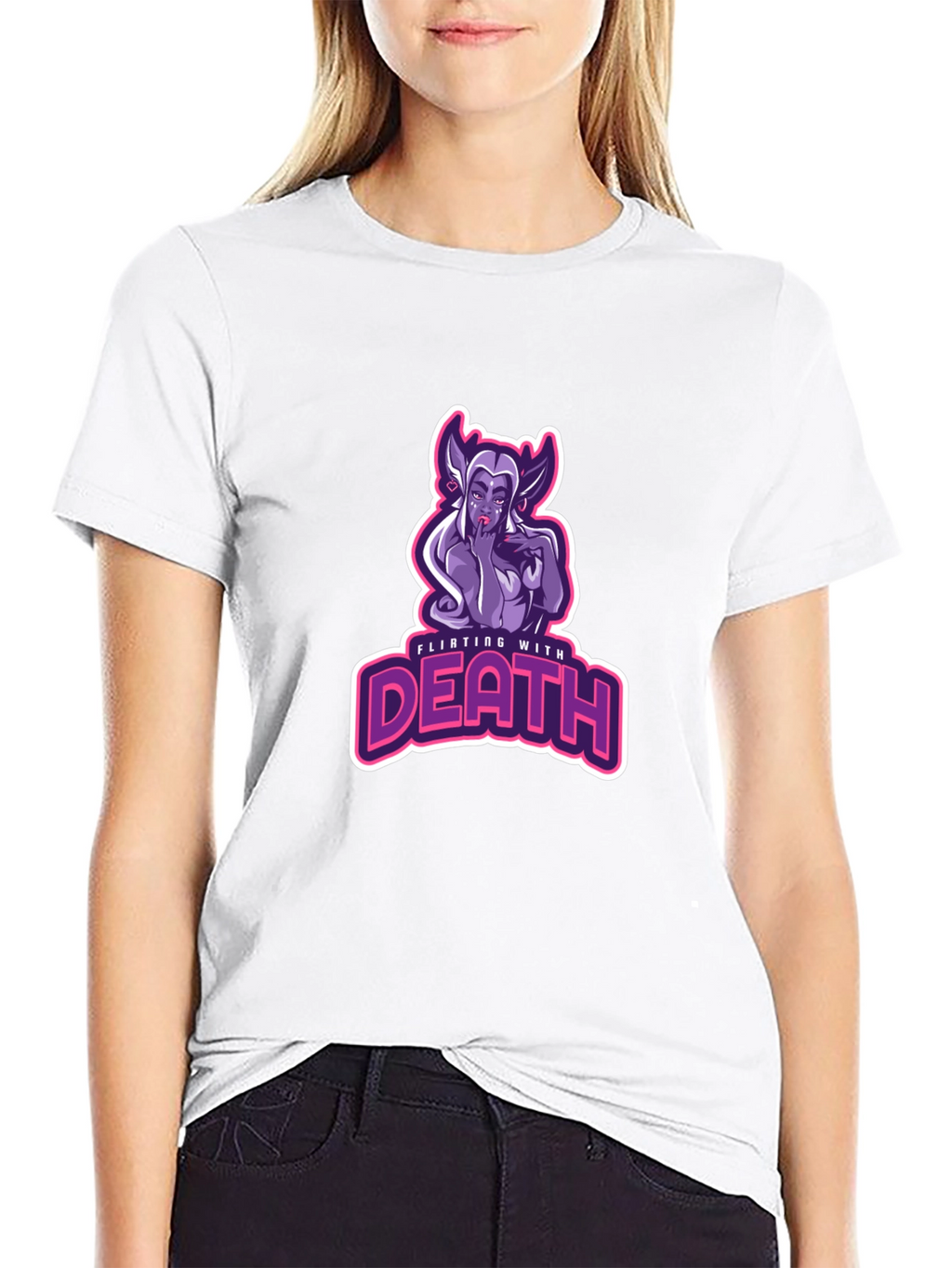 Flirting With Death Graphic Tee - Black Cotton T-Shirt