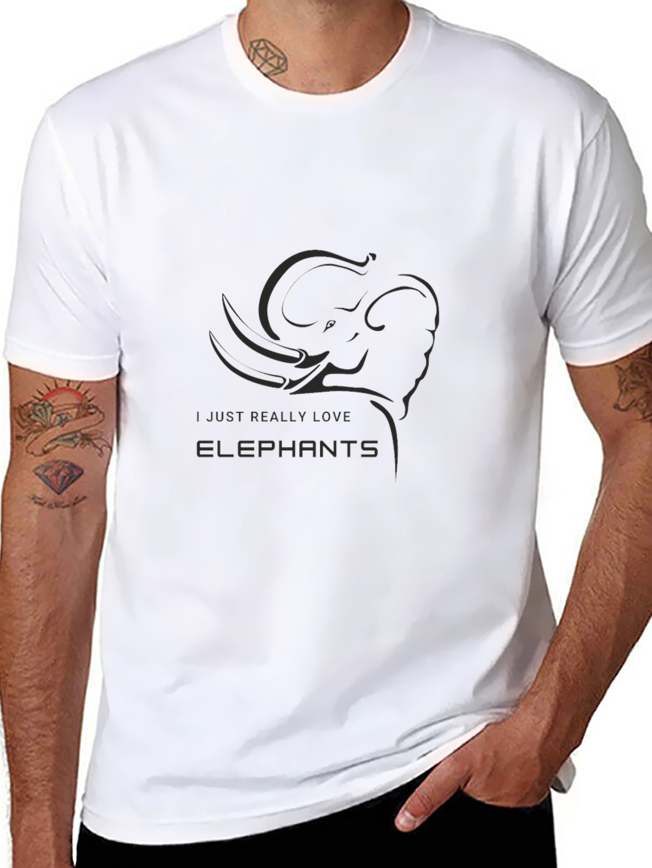 Elephant Lovers Black T-Shirt