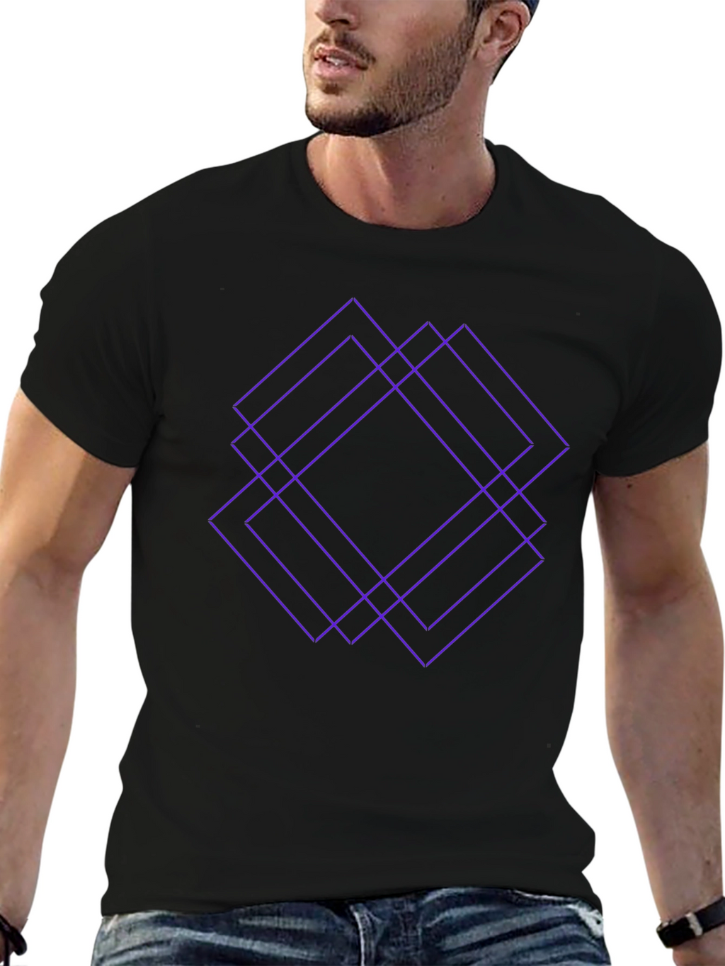 Geometric Square Graphic Tee - Modern Casual Style