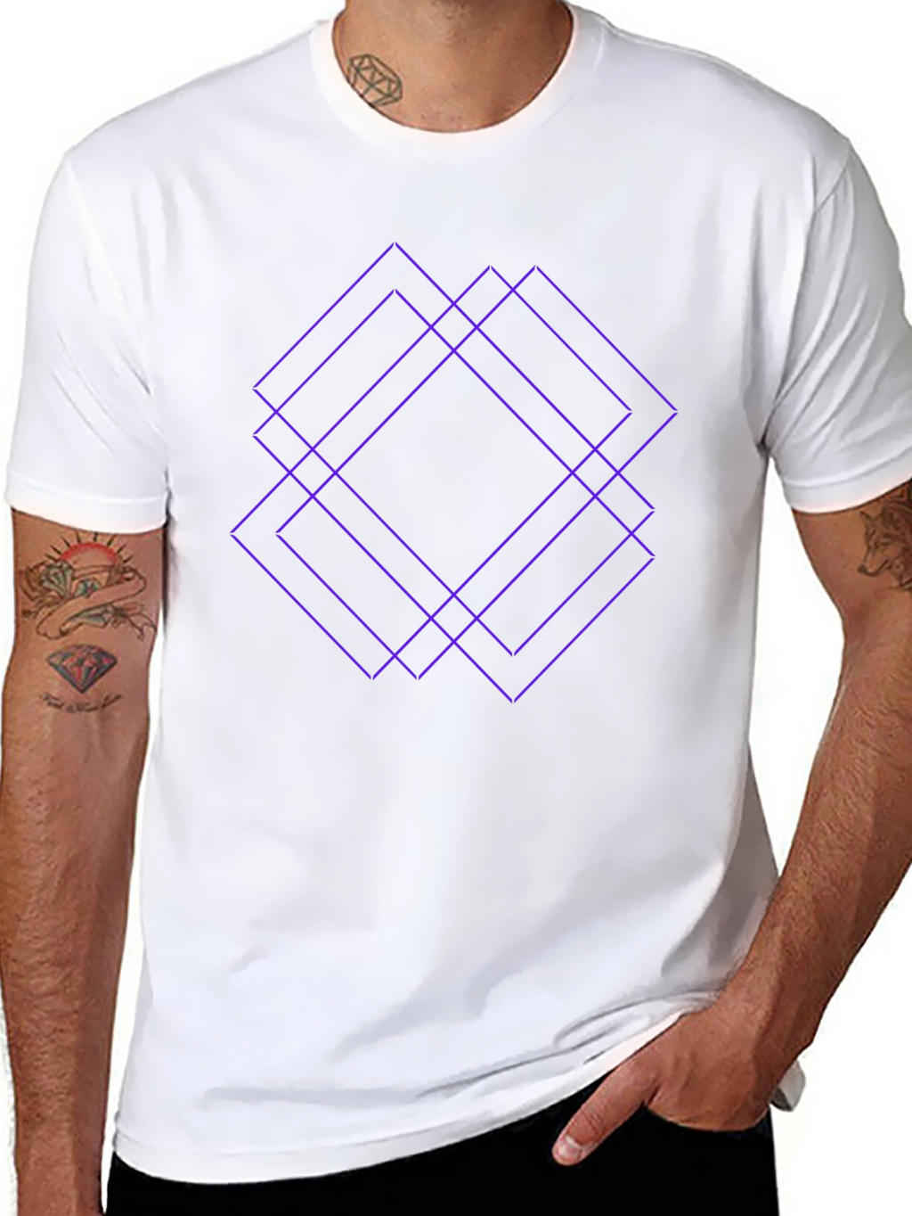 Geometric Square Graphic Tee - Modern Casual Style