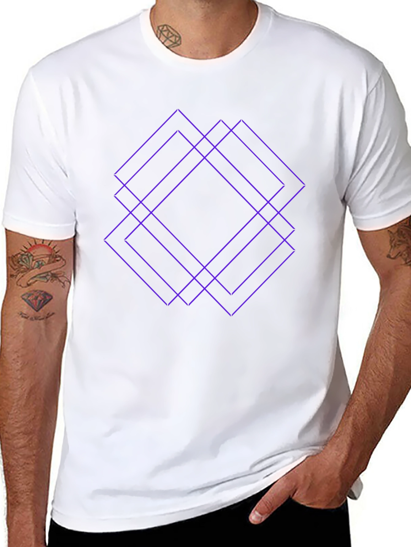 Geometric Square Graphic Tee - Modern Casual Style