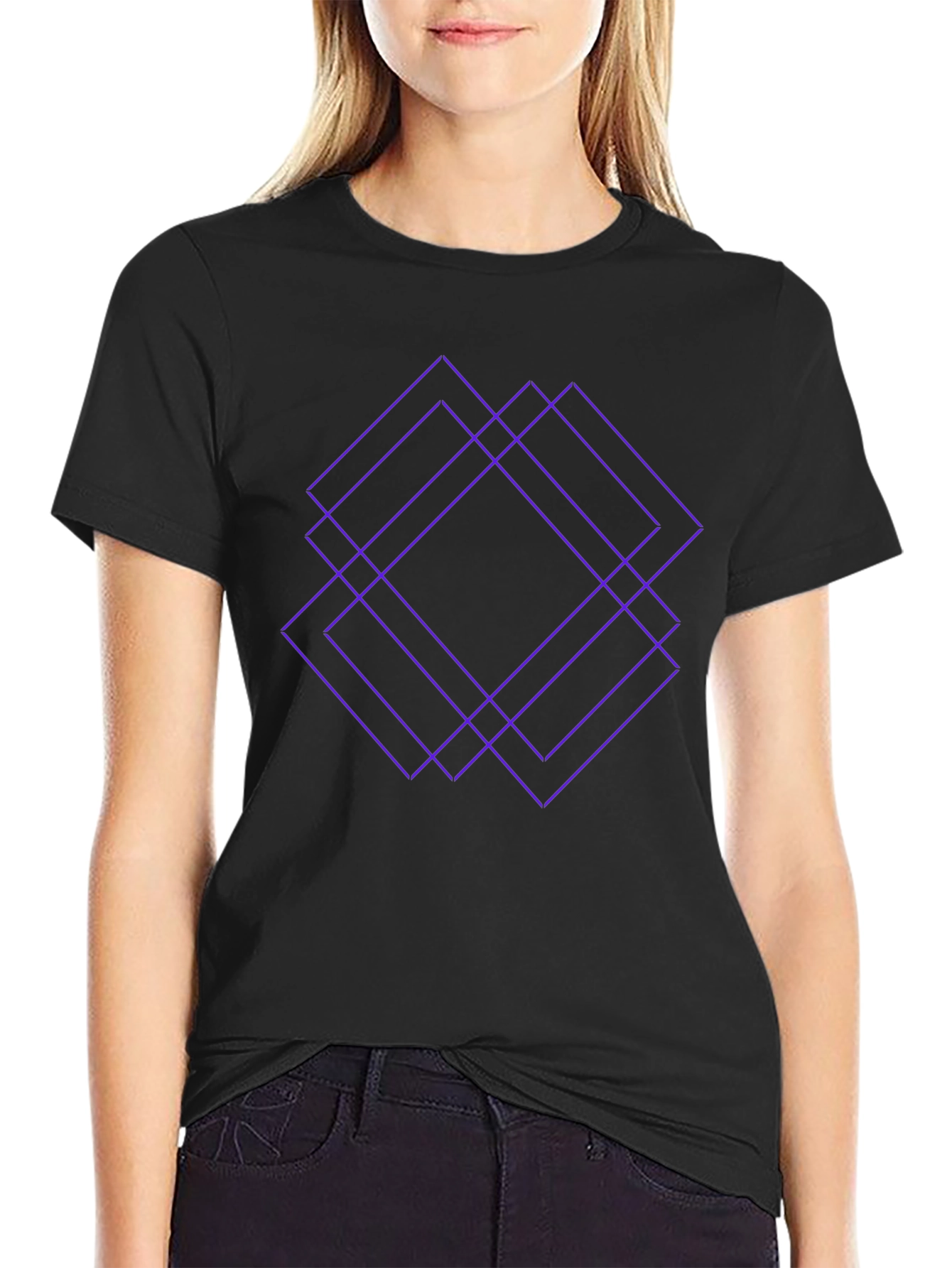 Geometric Square Graphic Tee - Modern Casual Style