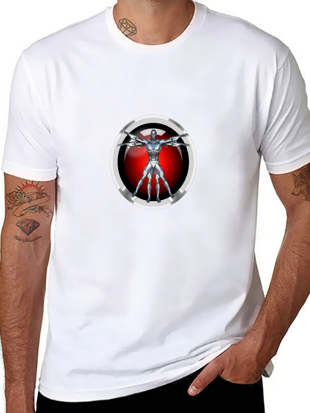 Vitruvian Robot T-Shirt - Sci-Fi Style