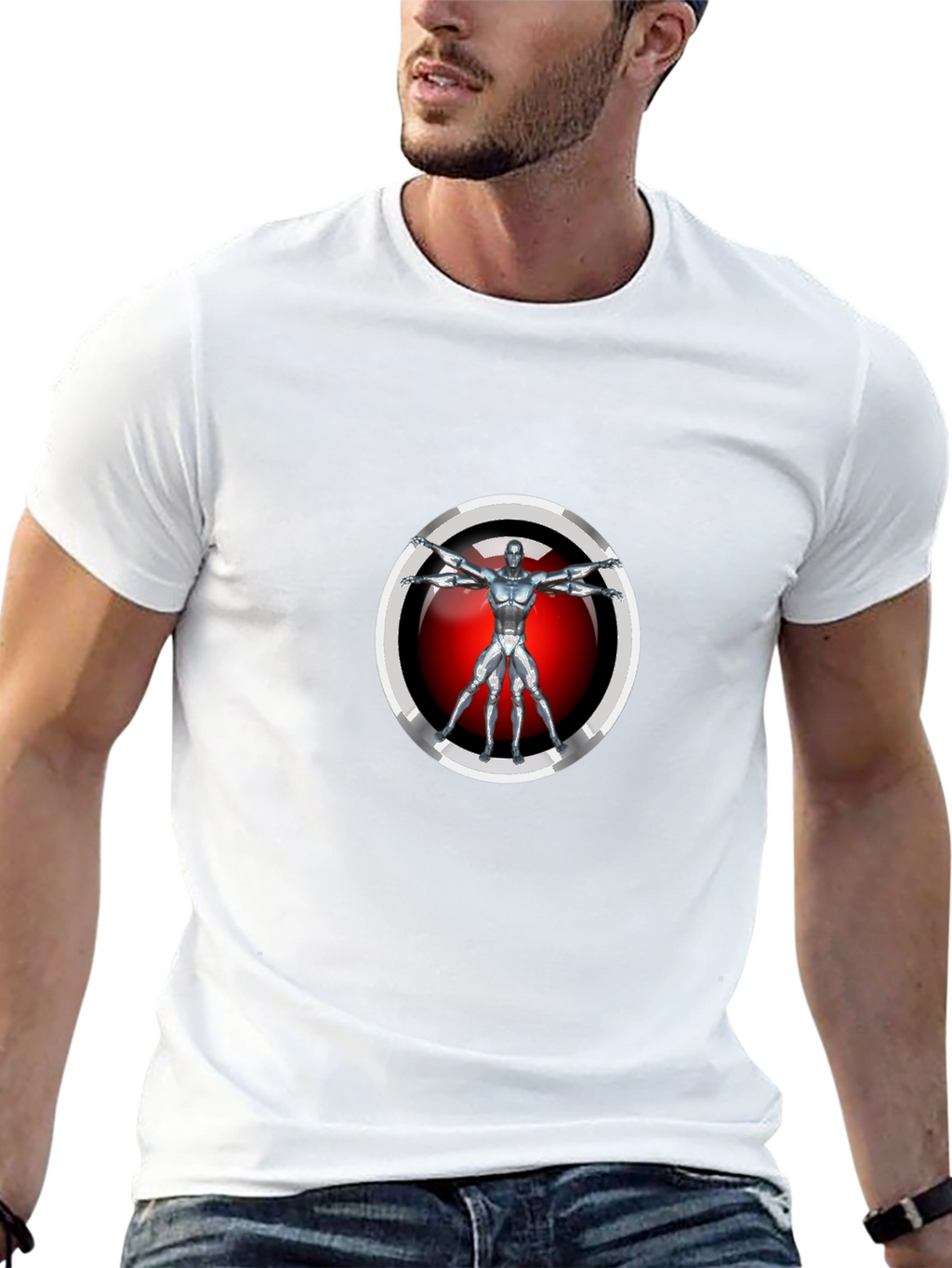 Vitruvian Robot T-Shirt - Sci-Fi Style