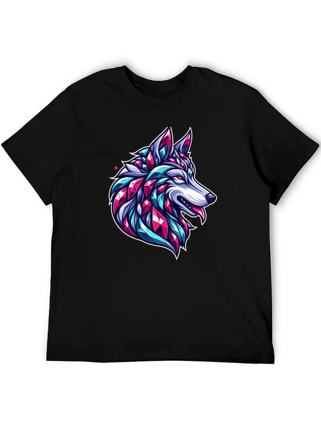 Geometric Wolf Graphic Black T-Shirt