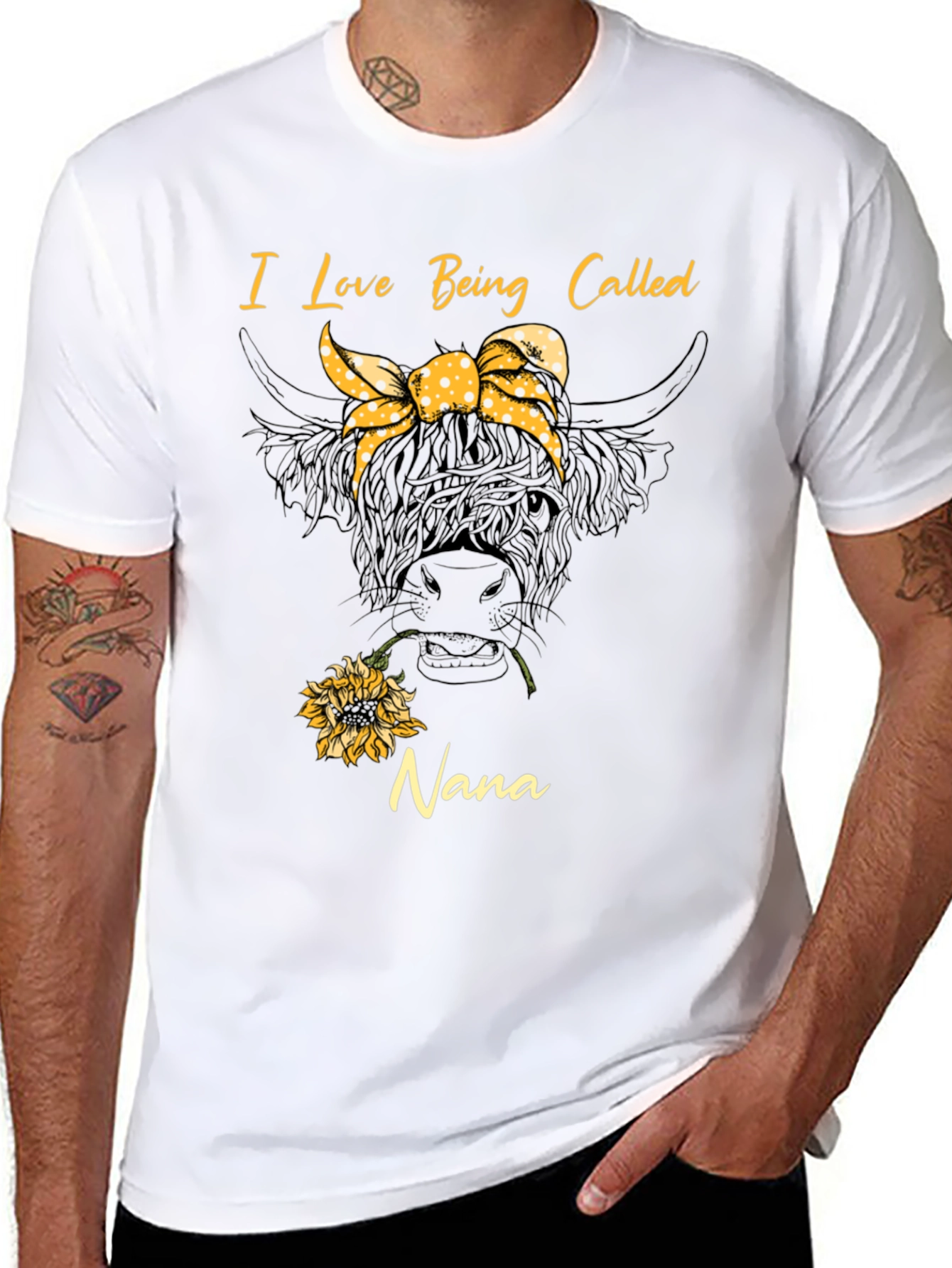 I Love Being Called Nana T-Shirt Cow Sunflower Tee