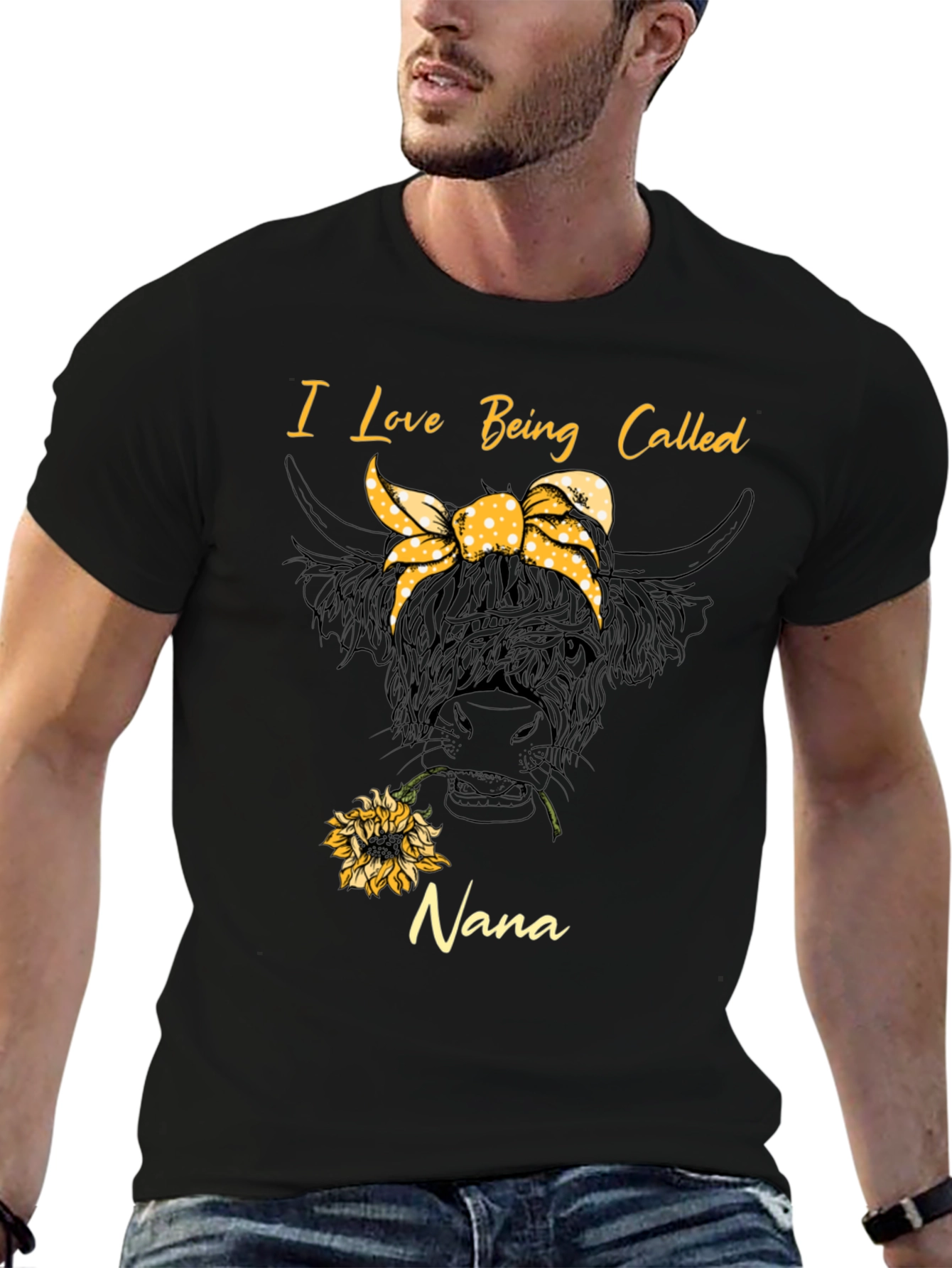 I Love Being Called Nana T-Shirt Cow Sunflower Tee
