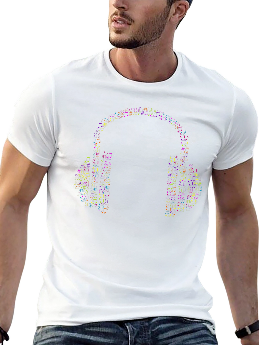 Musical Headphones Graphic Tee - Black