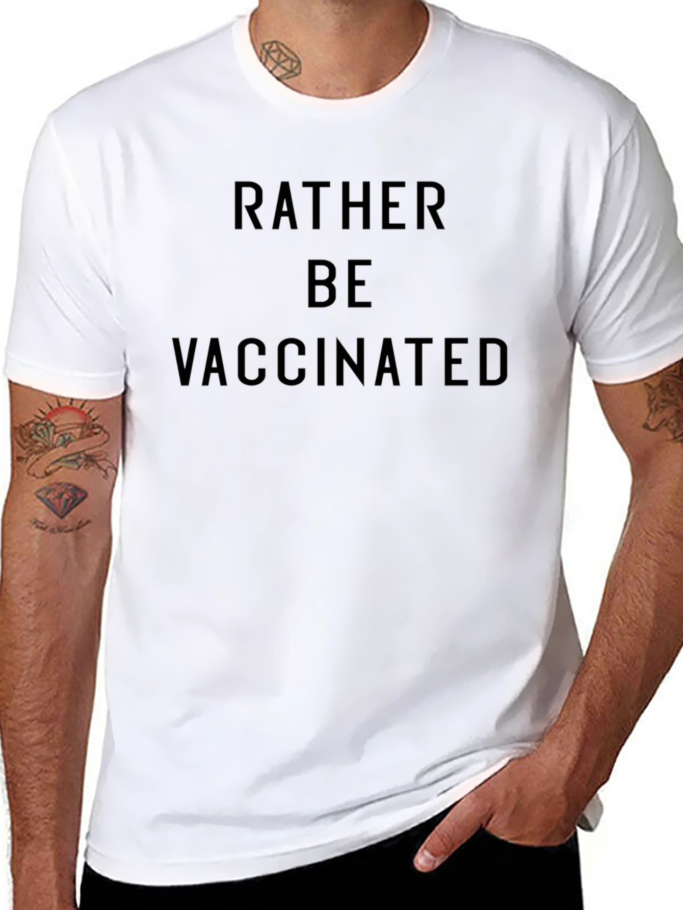 Rather Be Vaccinated Black T-Shirt