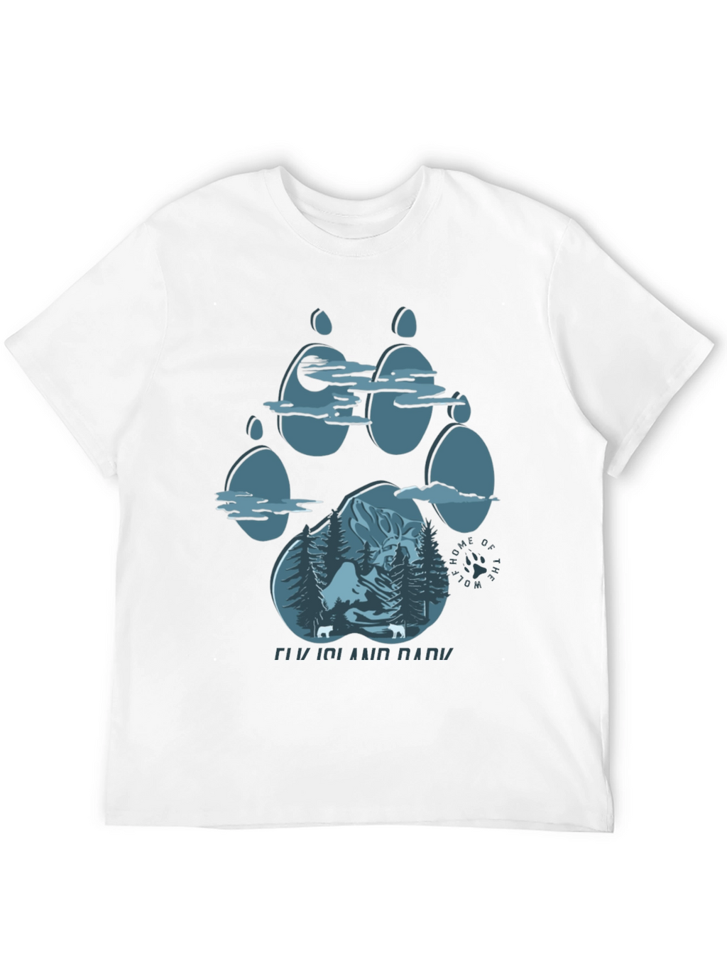 Elk Island Park Wolf Paw Print Graphic T-Shirt