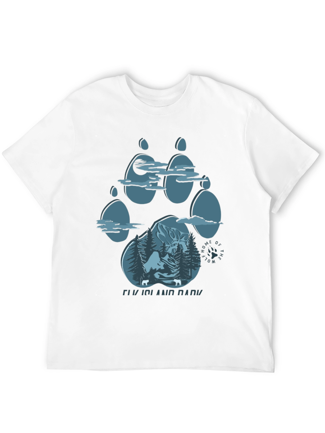 Elk Island Park Wolf Paw Print Graphic T-Shirt