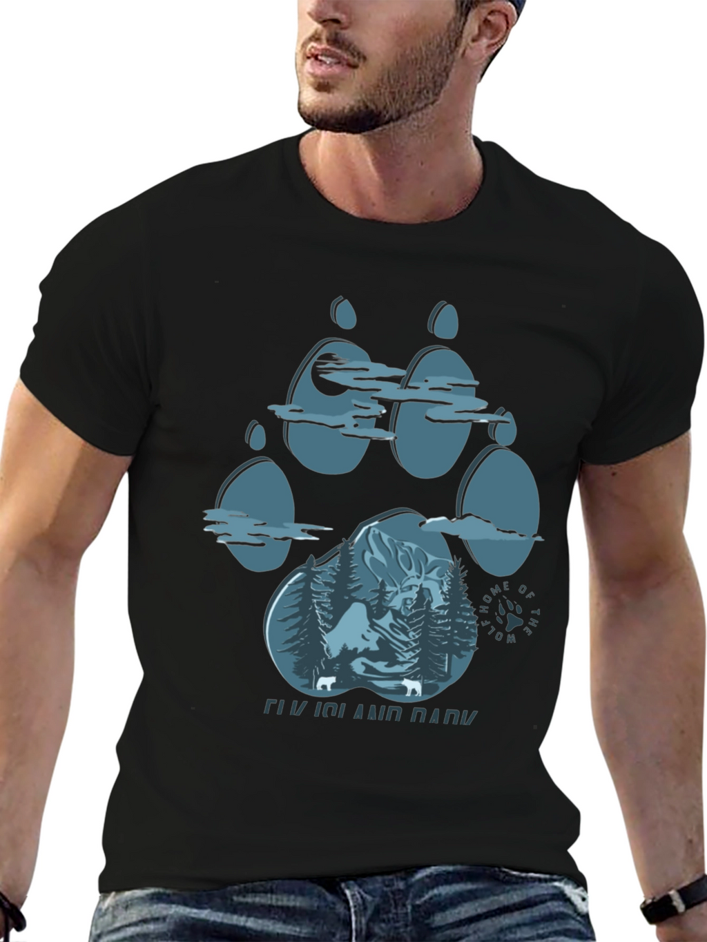 Elk Island Park Wolf Paw Print Graphic T-Shirt