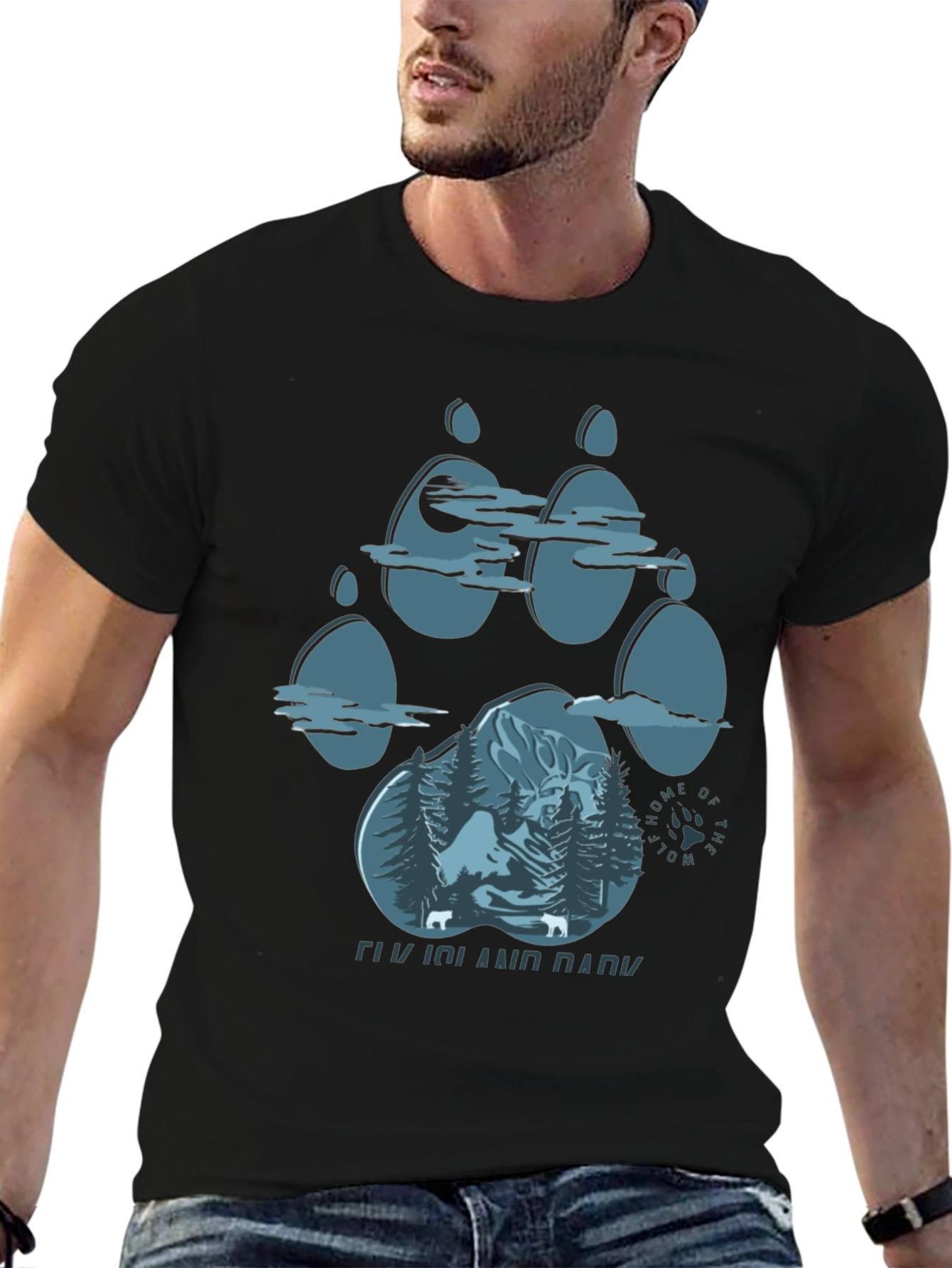 Elk Island Park Wolf Paw Print Graphic T-Shirt