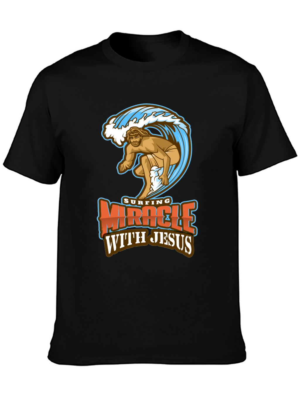 Surfing Miracle with Jesus Graphic T-Shirt
