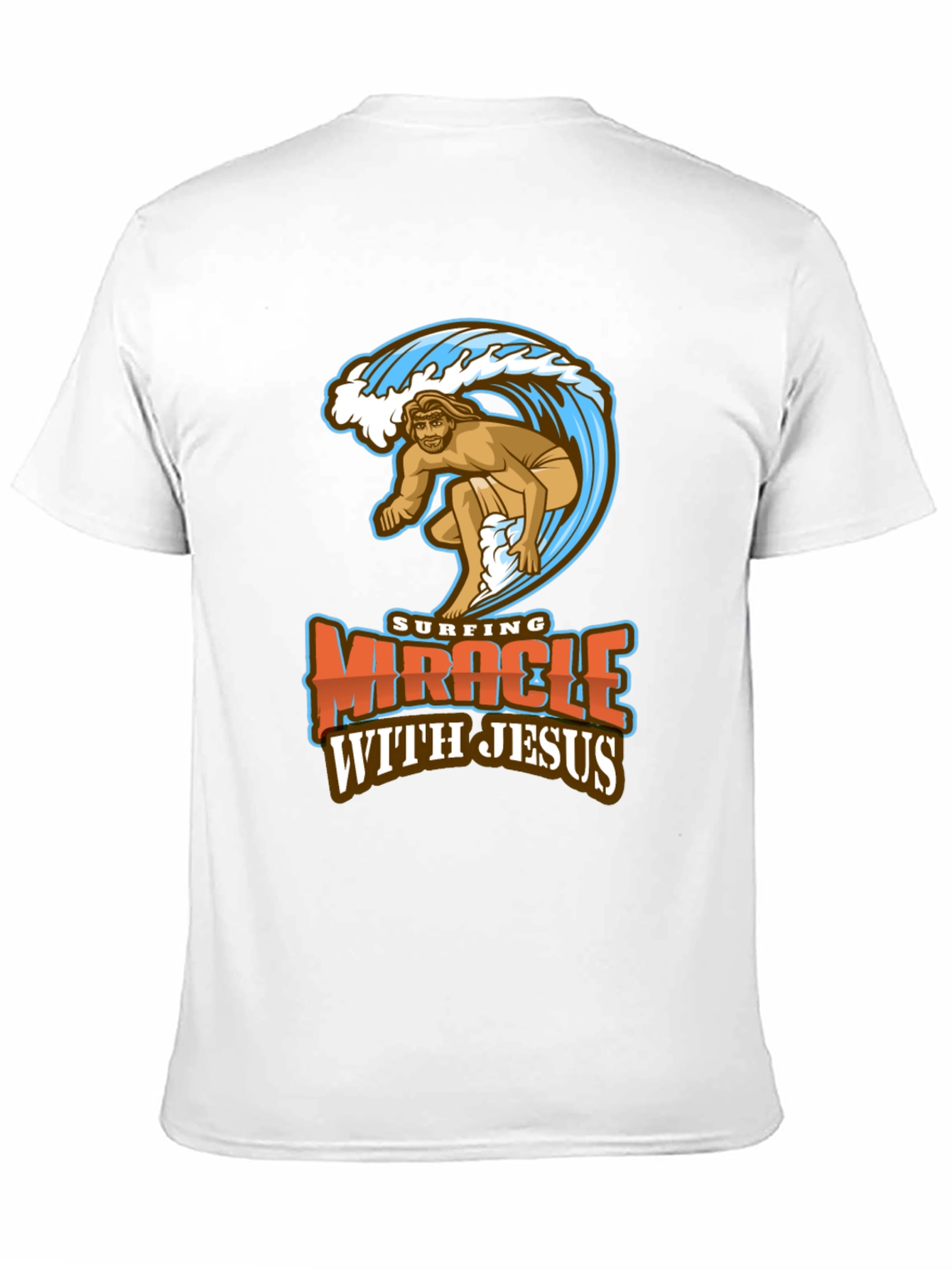 Surfing Miracle with Jesus Graphic T-Shirt