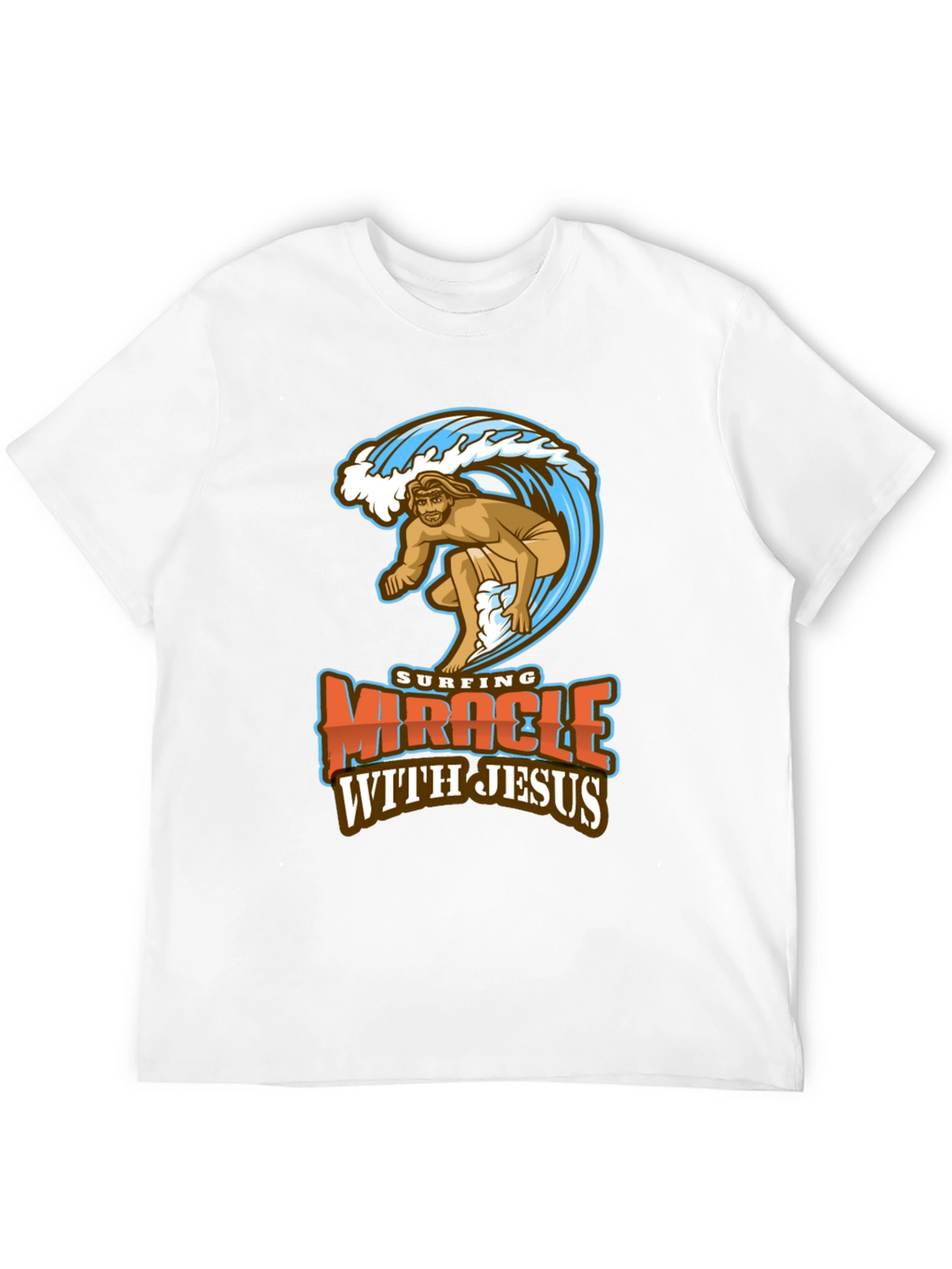 Surfing Miracle with Jesus Graphic T-Shirt