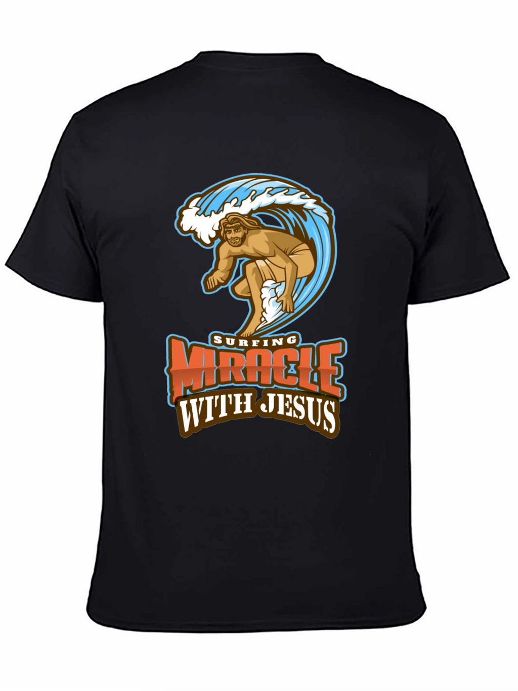 Surfing Miracle with Jesus Graphic T-Shirt