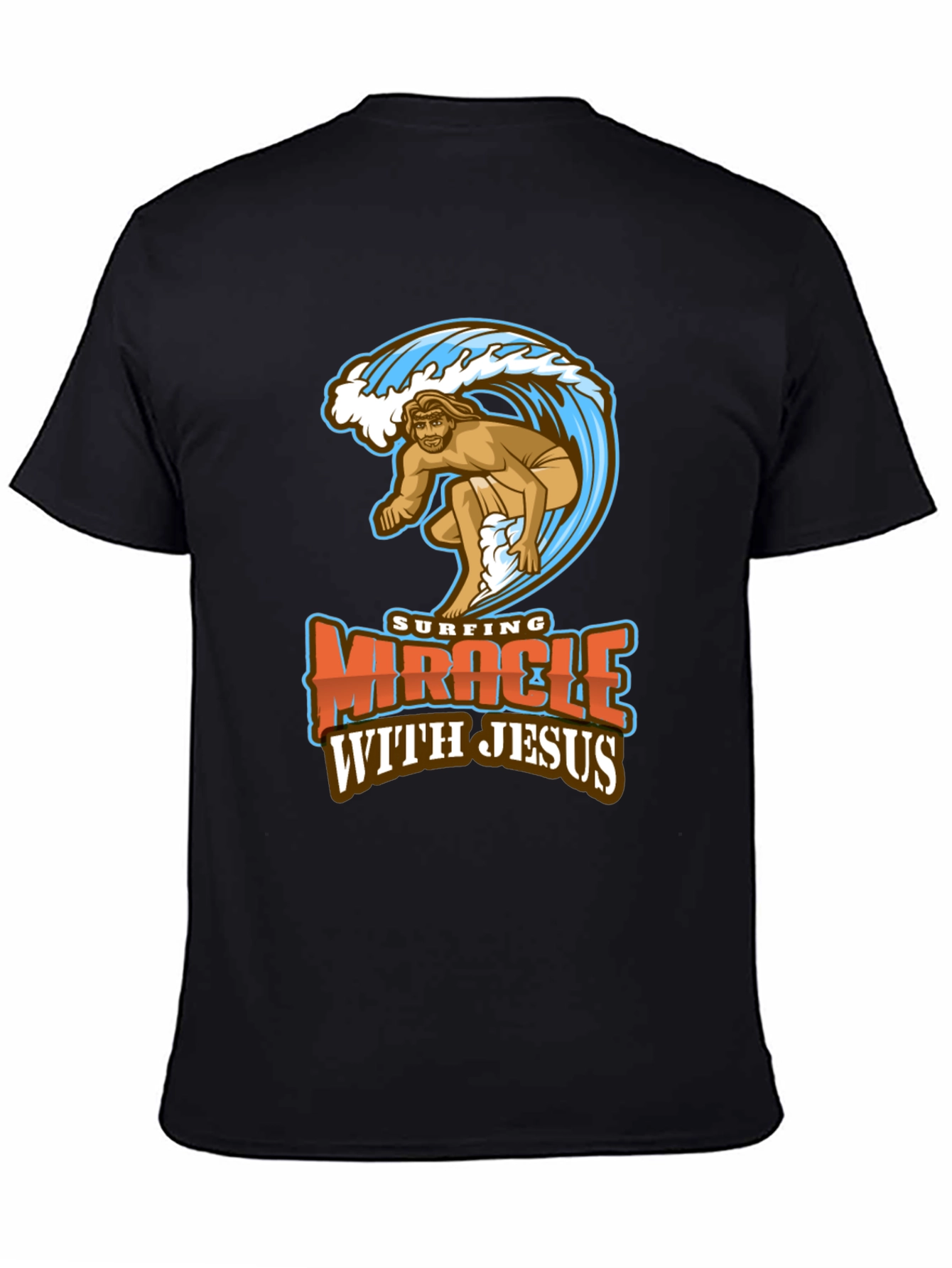 Surfing Miracle with Jesus Graphic T-Shirt