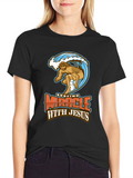 Surfing Miracle with Jesus Graphic T-Shirt
